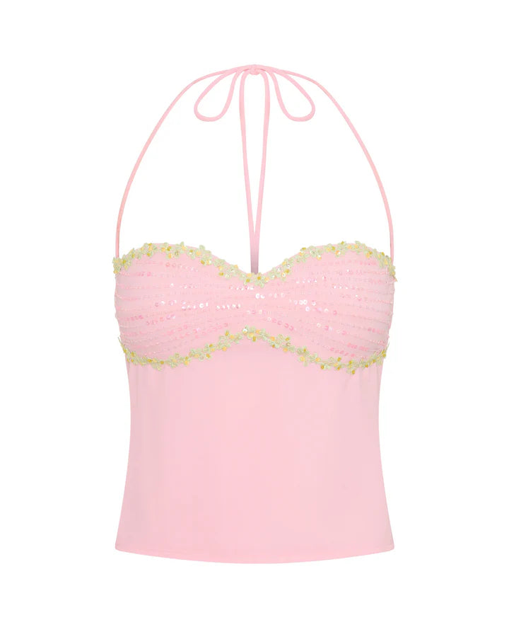 Valérinne Jemima Beaded Halter Top