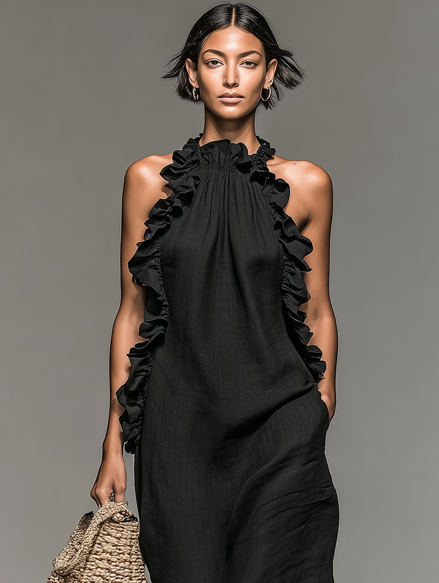 Valérinne Linen Ruffle Maxi Dress