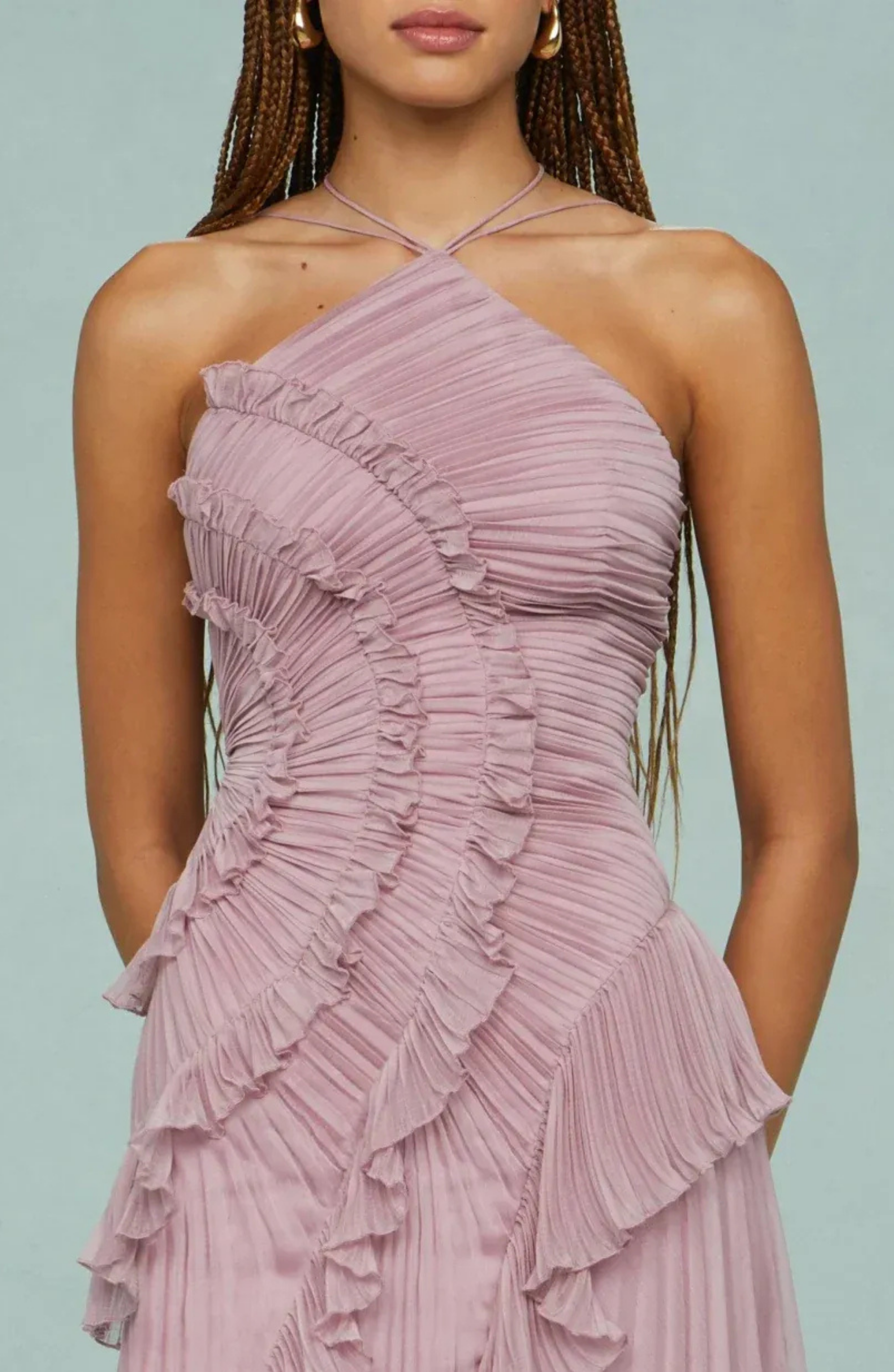 Valérinne Pleated Halter Maxi Dress