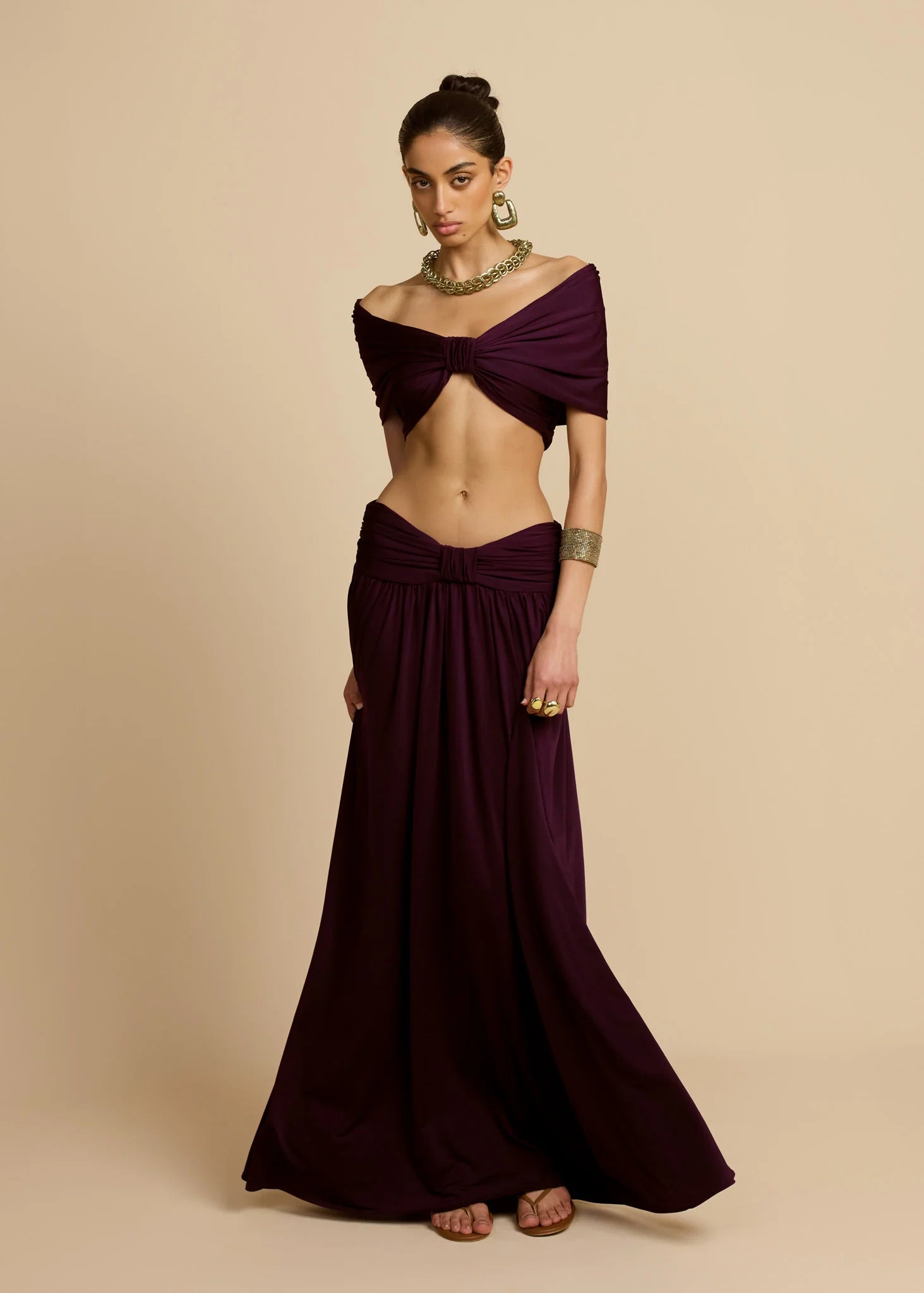 Valérinne Alessia Ruched Maxi Skirt