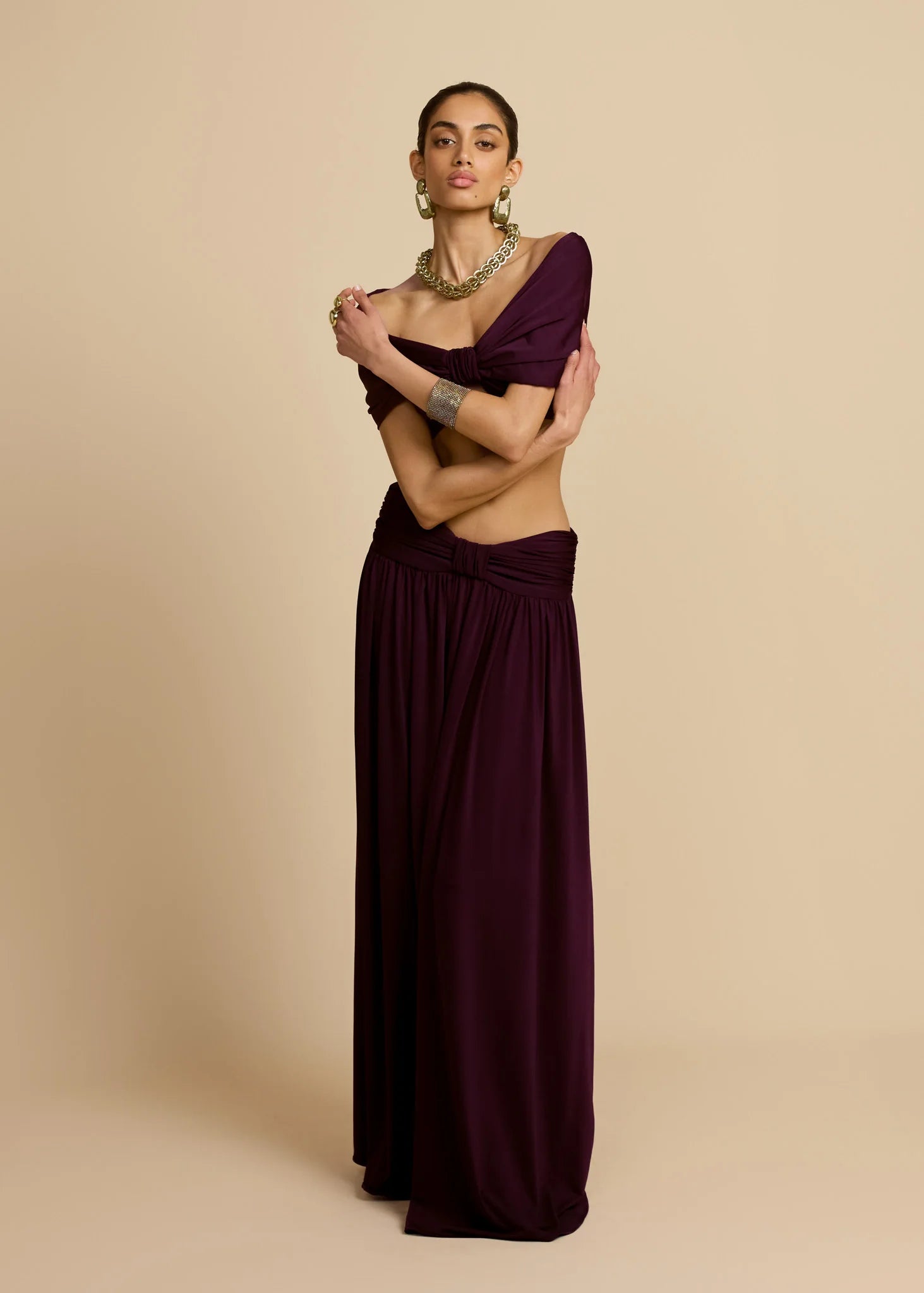 Valérinne Alessia Ruched Maxi Skirt