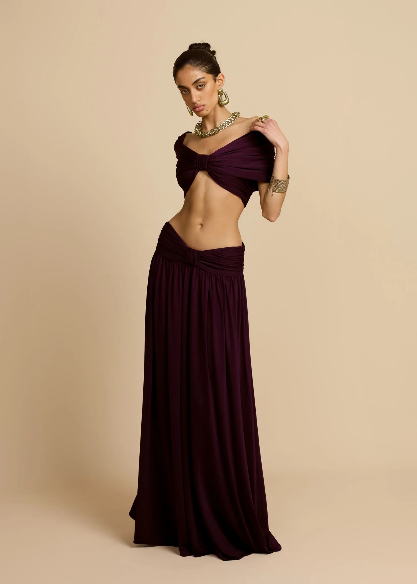 Valérinne Alessia Ruched Maxi Skirt