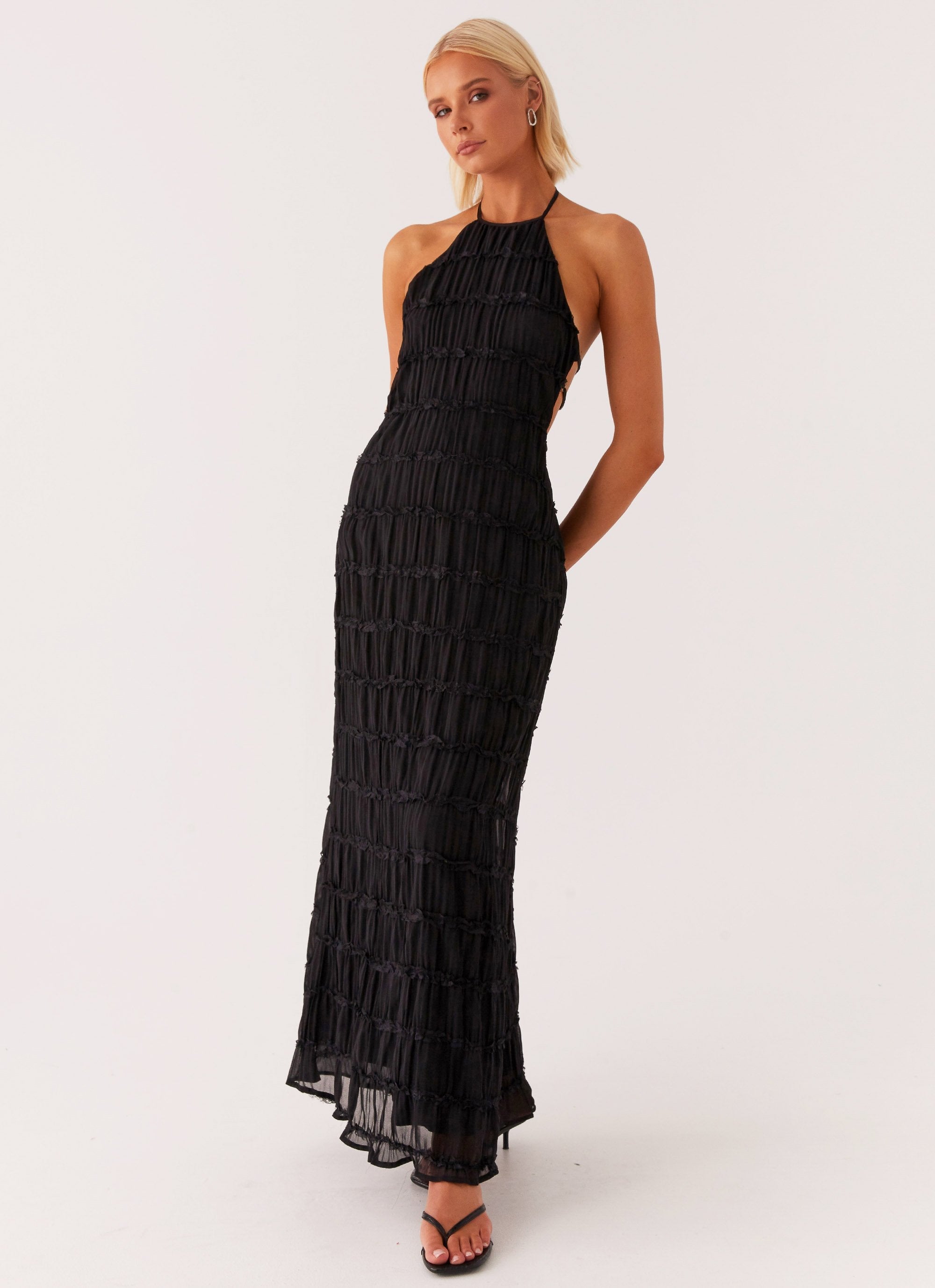 Valérinne Aullie Lace Halter Maxi Dress
