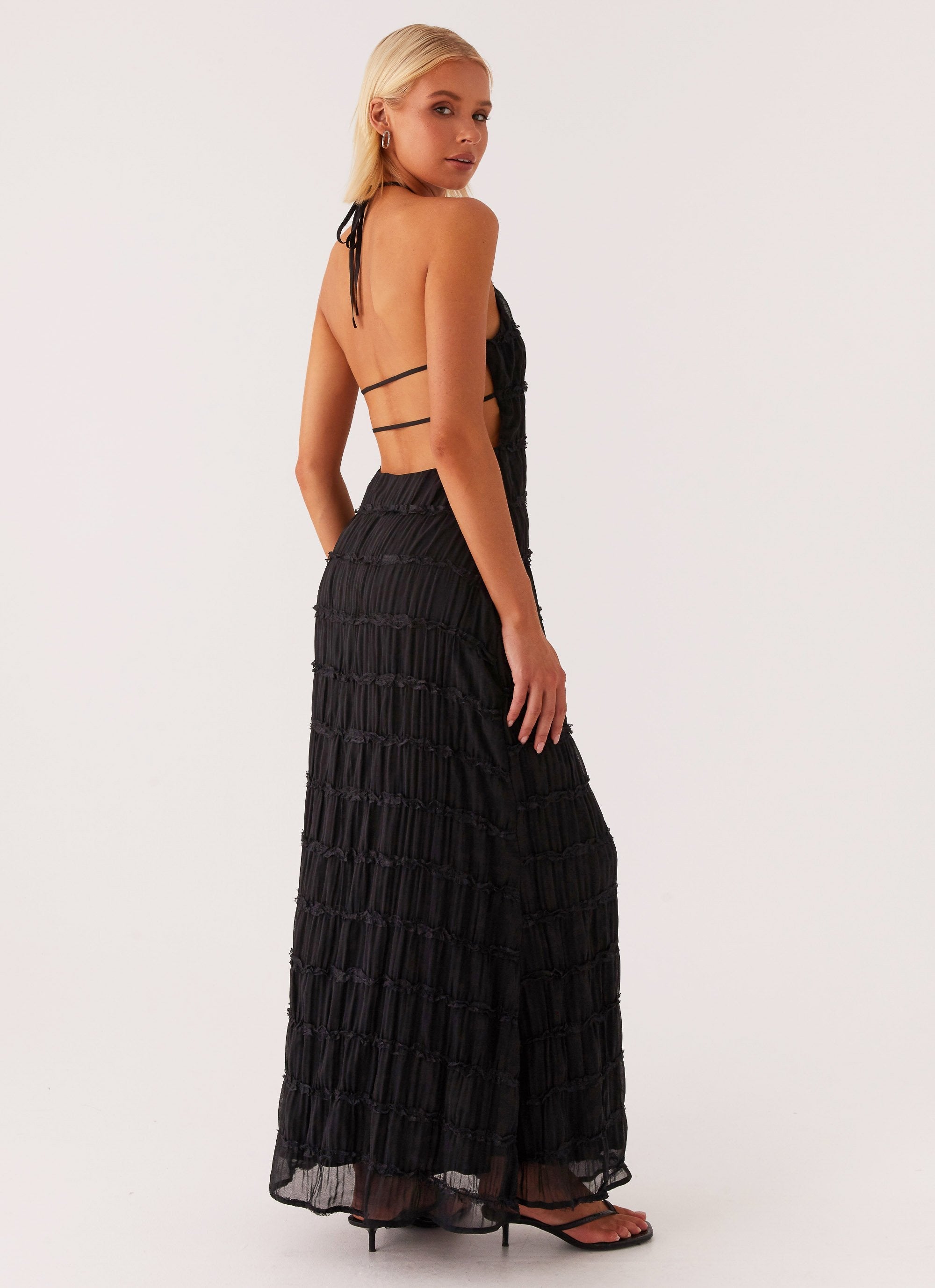Valérinne Aullie Lace Halter Maxi Dress