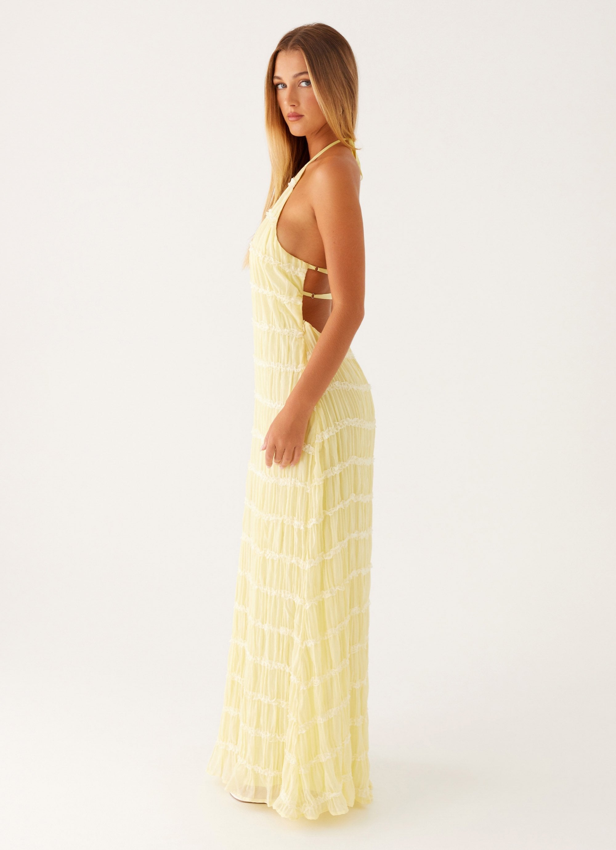 Valérinne Aullie Lace Halter Maxi Dress