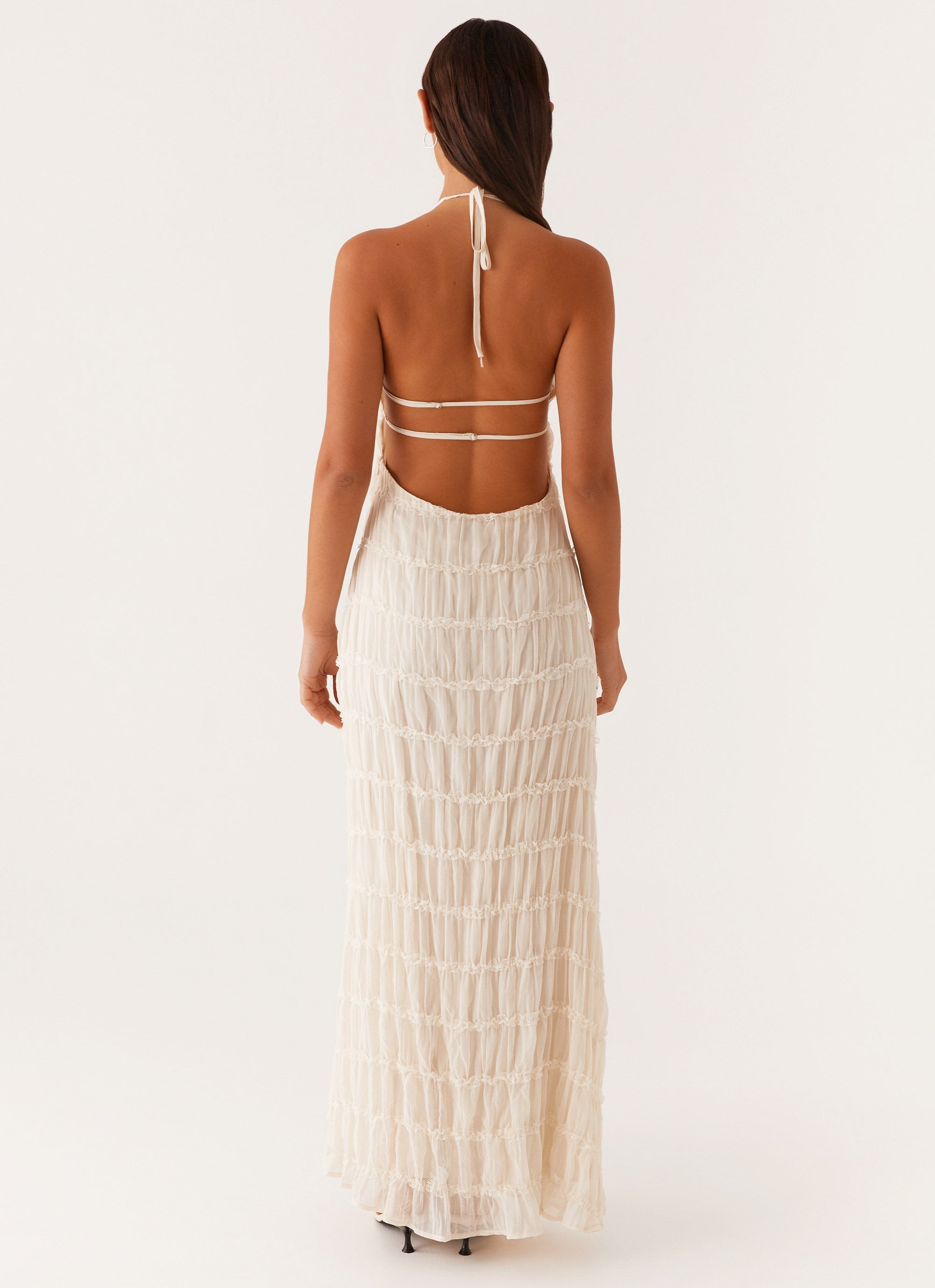 Valérinne Aullie Lace Halter Maxi Dress