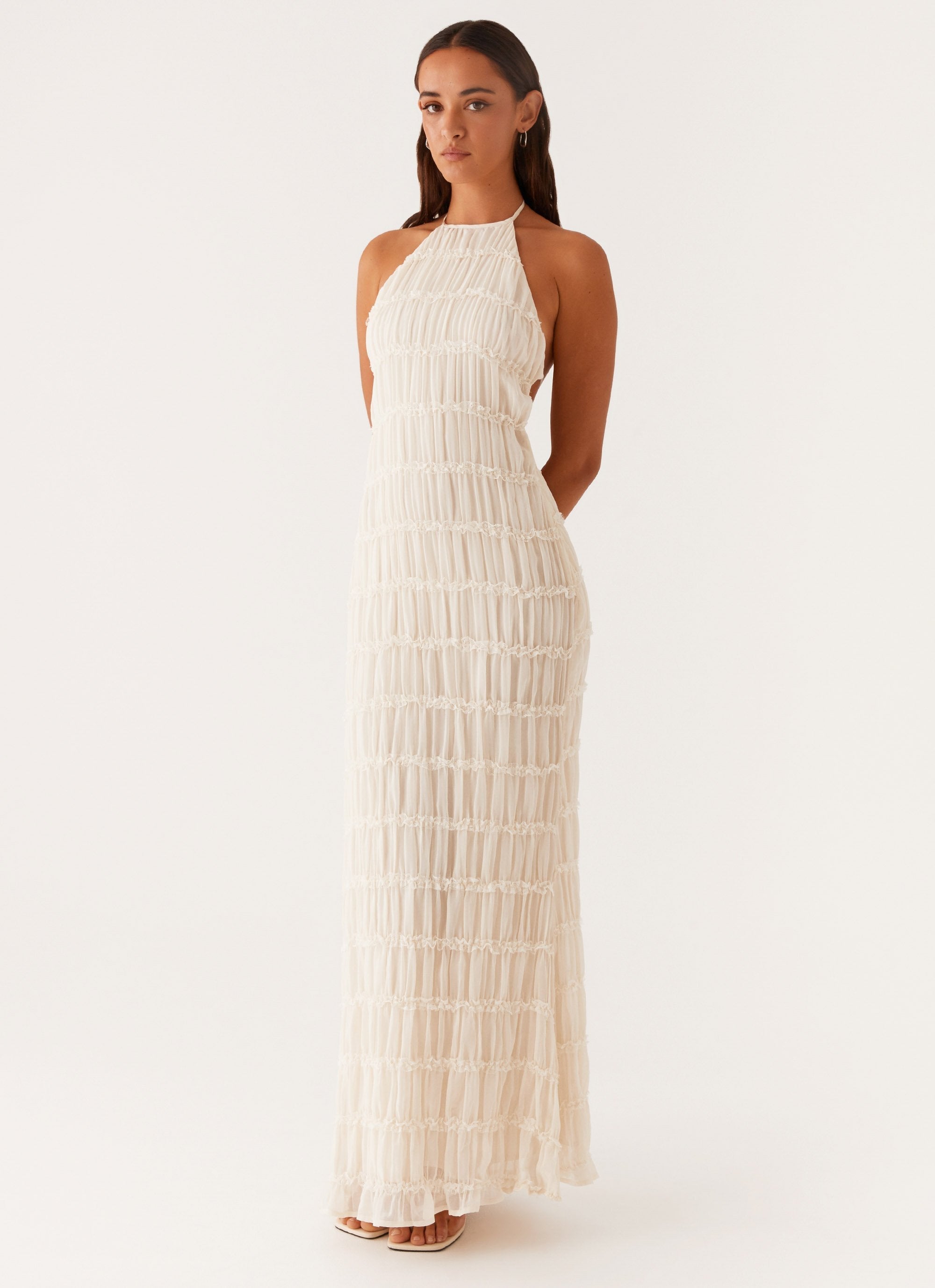 Valérinne Aullie Lace Halter Maxi Dress