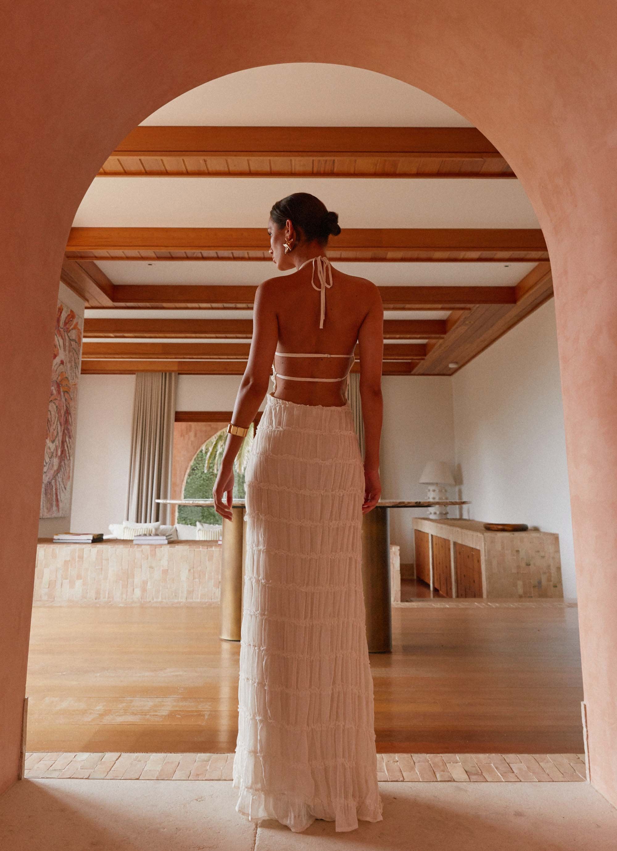 Valérinne Aullie Lace Halter Maxi Dress