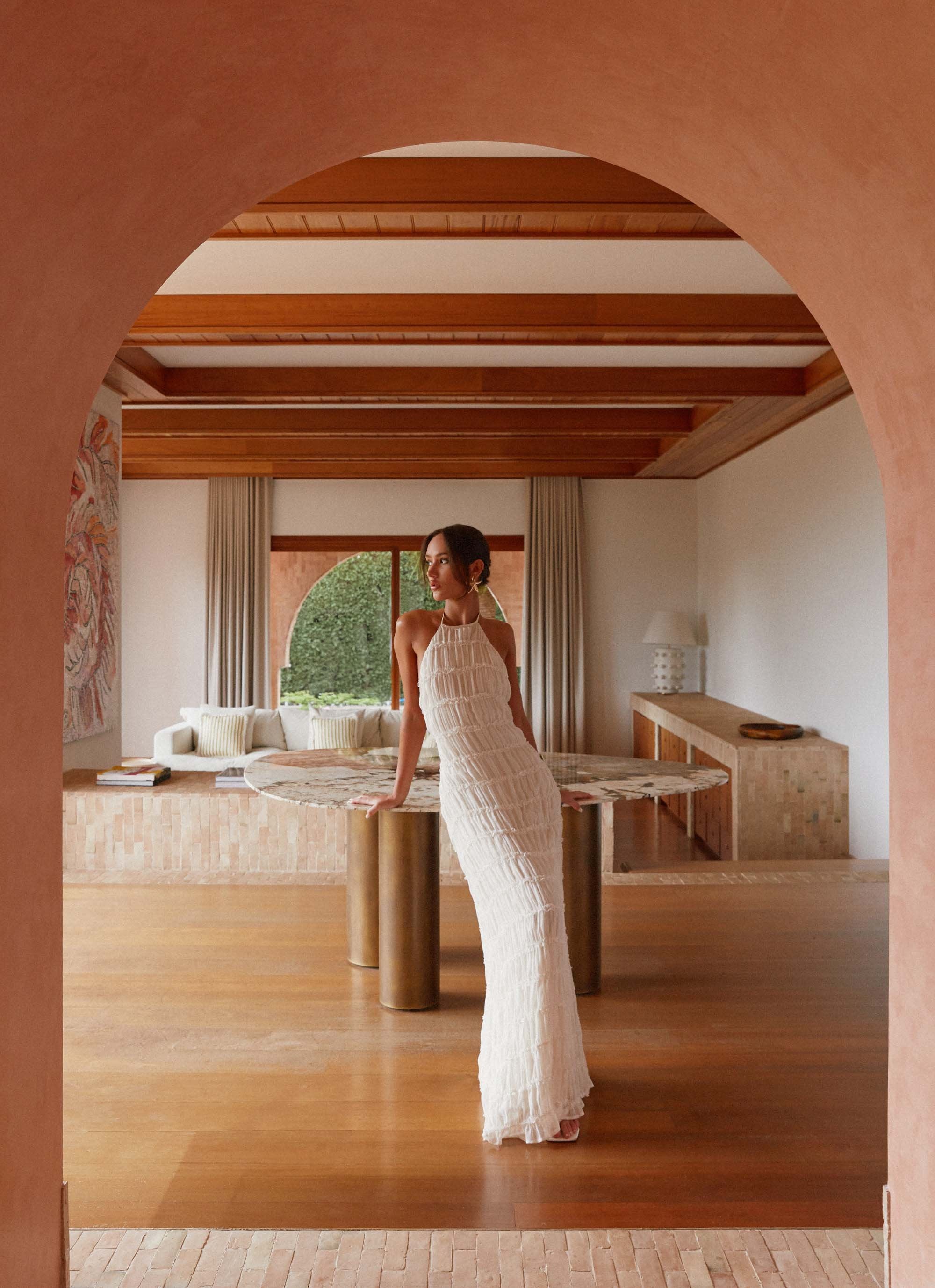 Valérinne Aullie Lace Halter Maxi Dress