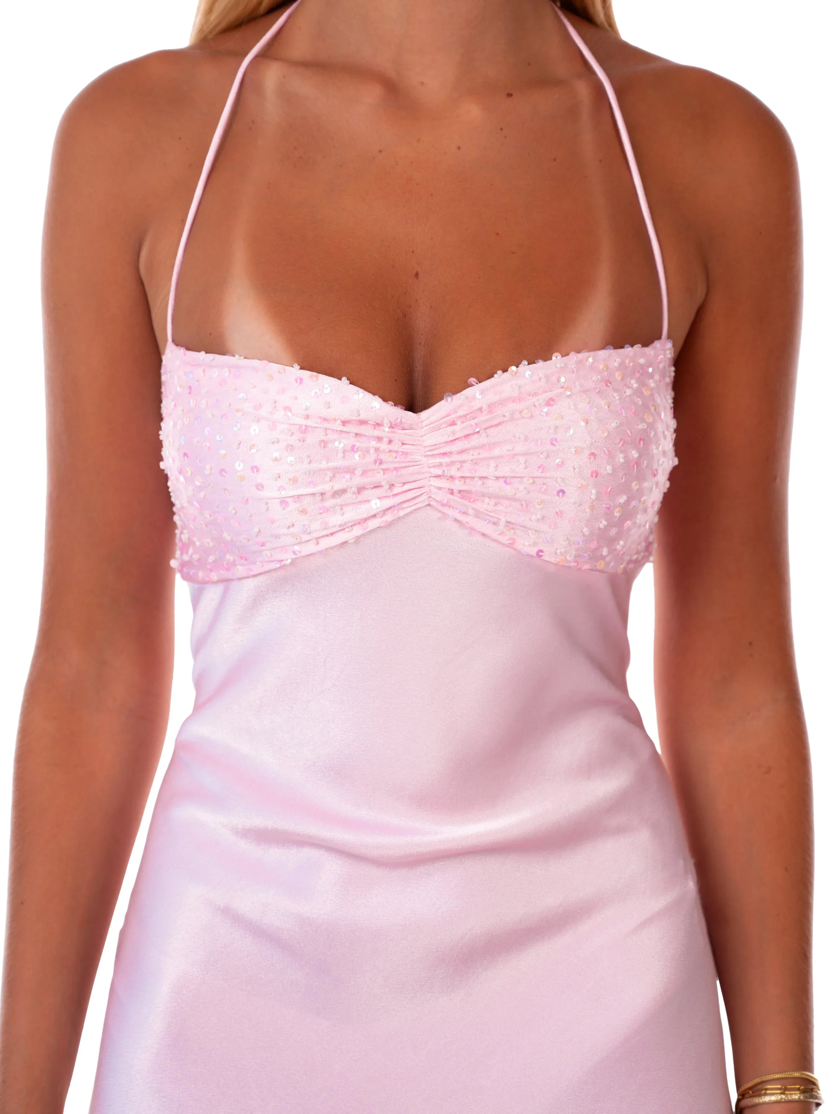 Valérinne Beaded Halter Maxi Dress