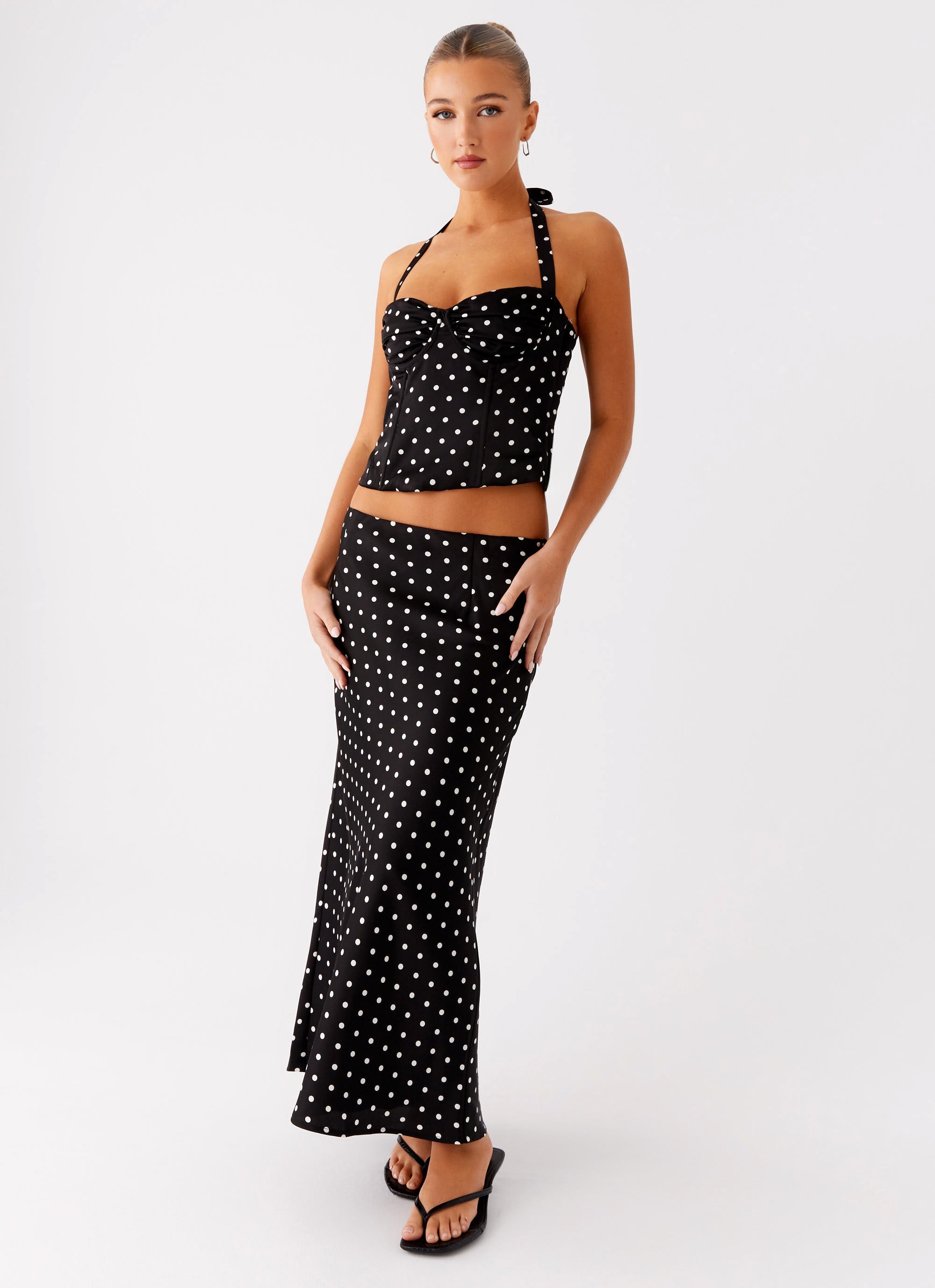 Valérinne Breanna Polka Dot Midi Skirt