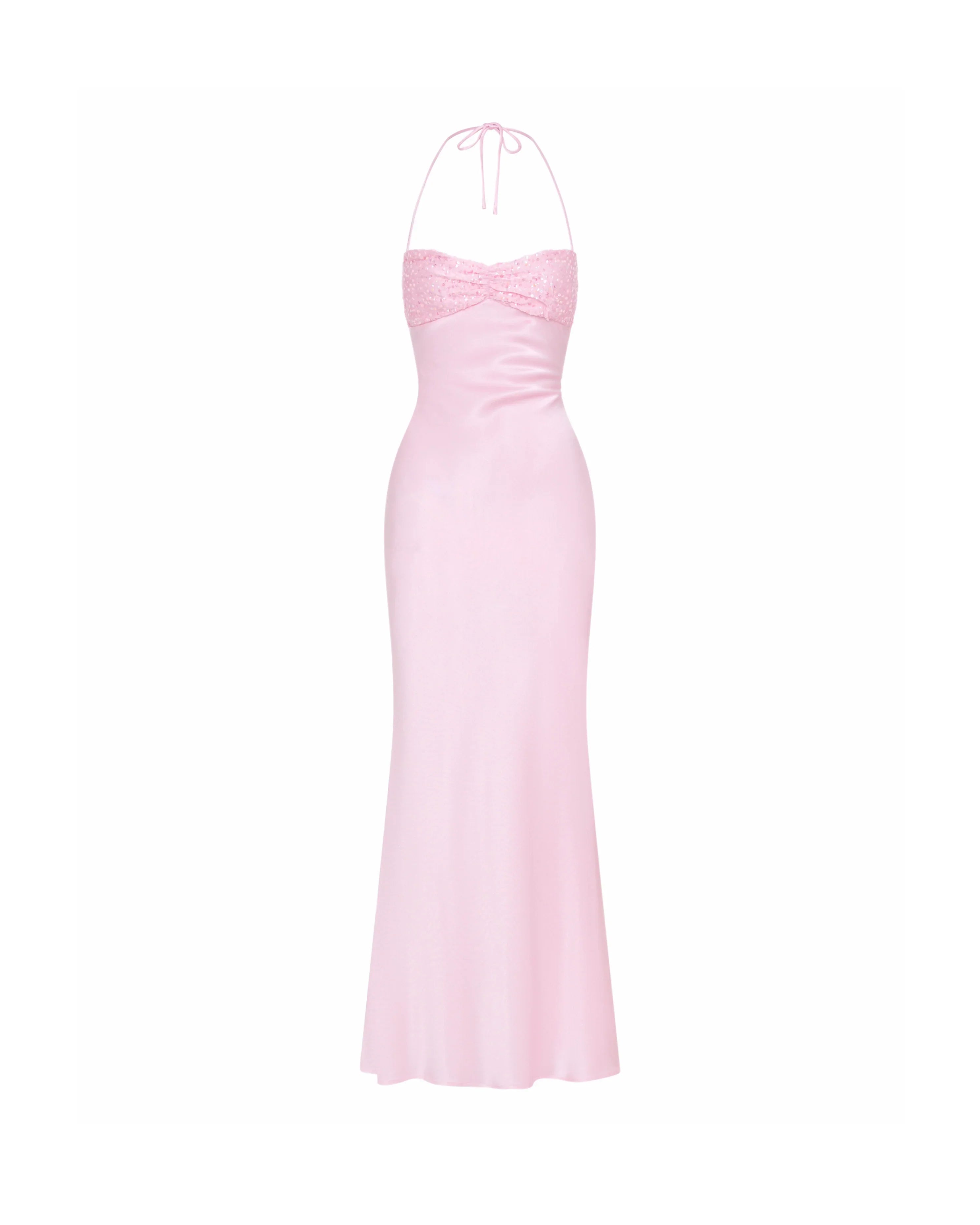 Valérinne Beaded Halter Maxi Dress