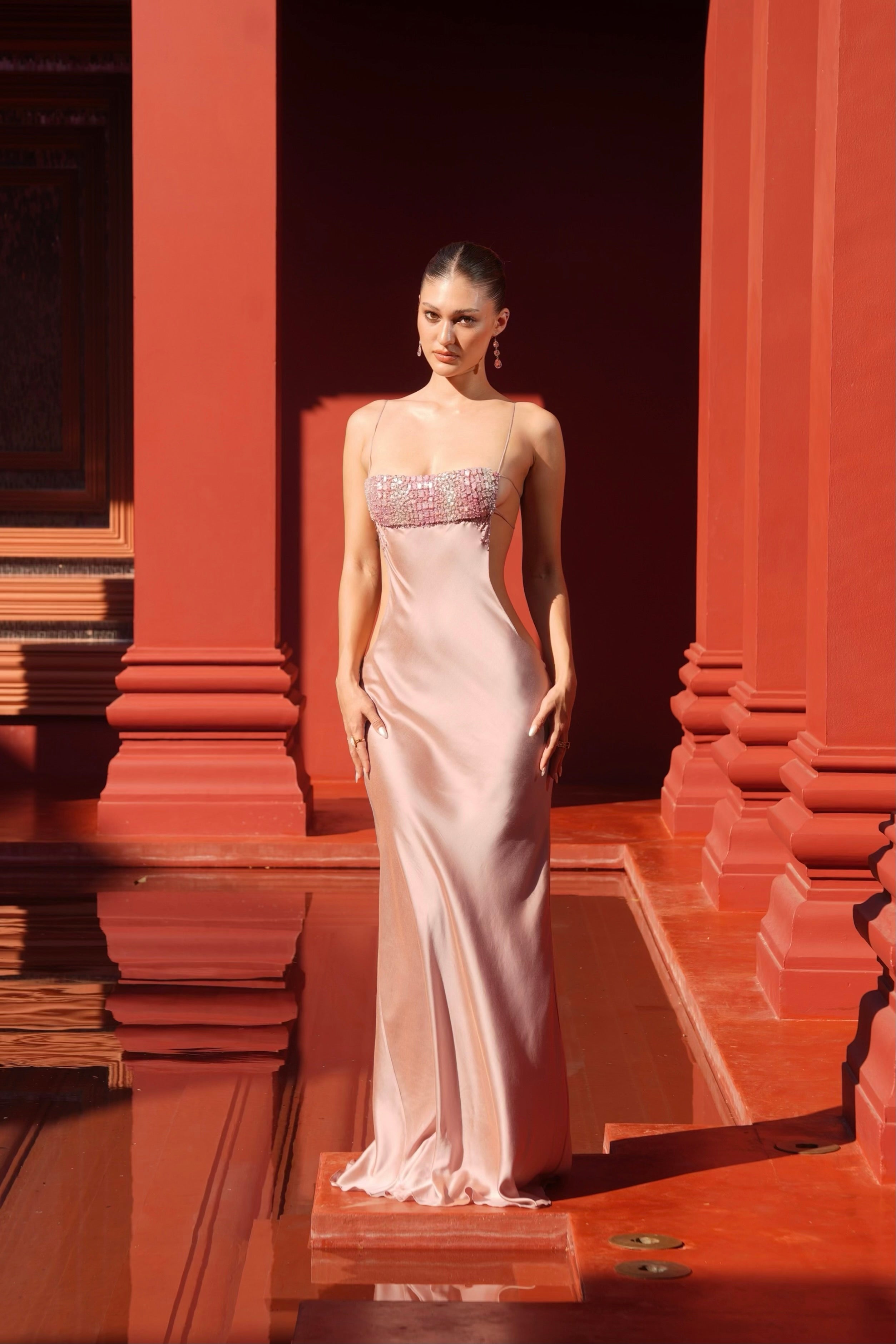 Valérinne Panraya Embroidered Mermaid Maxi Dress