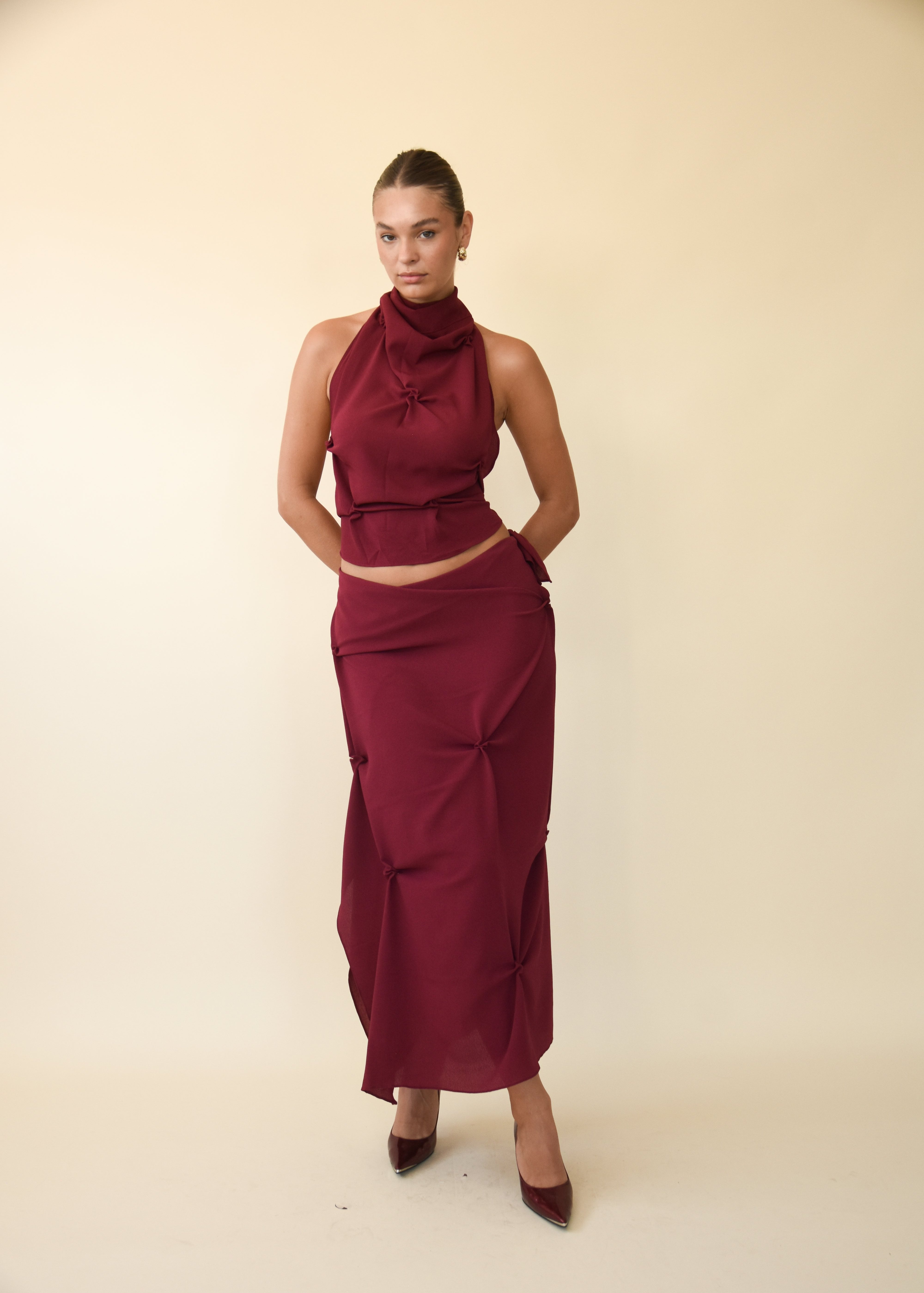 Valérinne Marbella Halter Draped Top