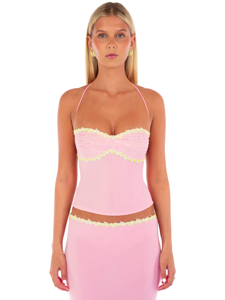 Valérinne Jemima Beaded Halter Top