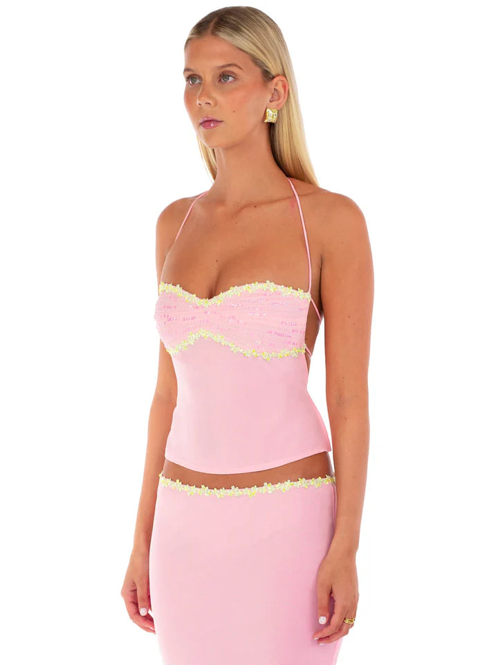 Valérinne Jemima Beaded Halter Top