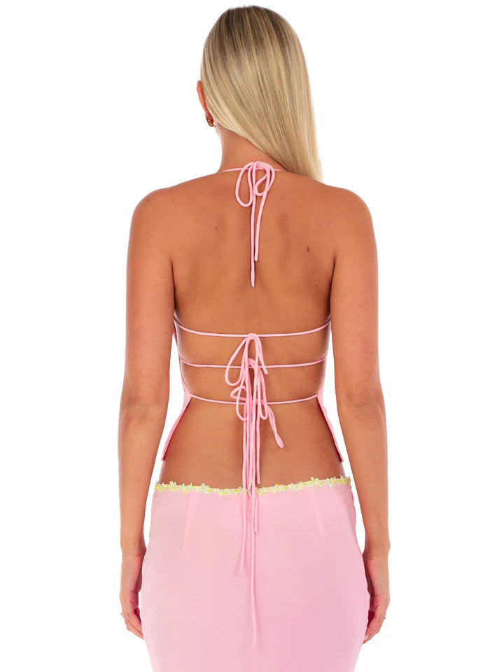 Valérinne Jemima Beaded Halter Top