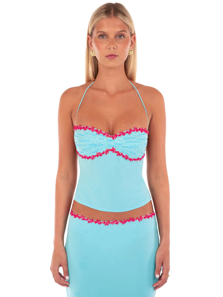 Valérinne Jemima Beaded Halter Top