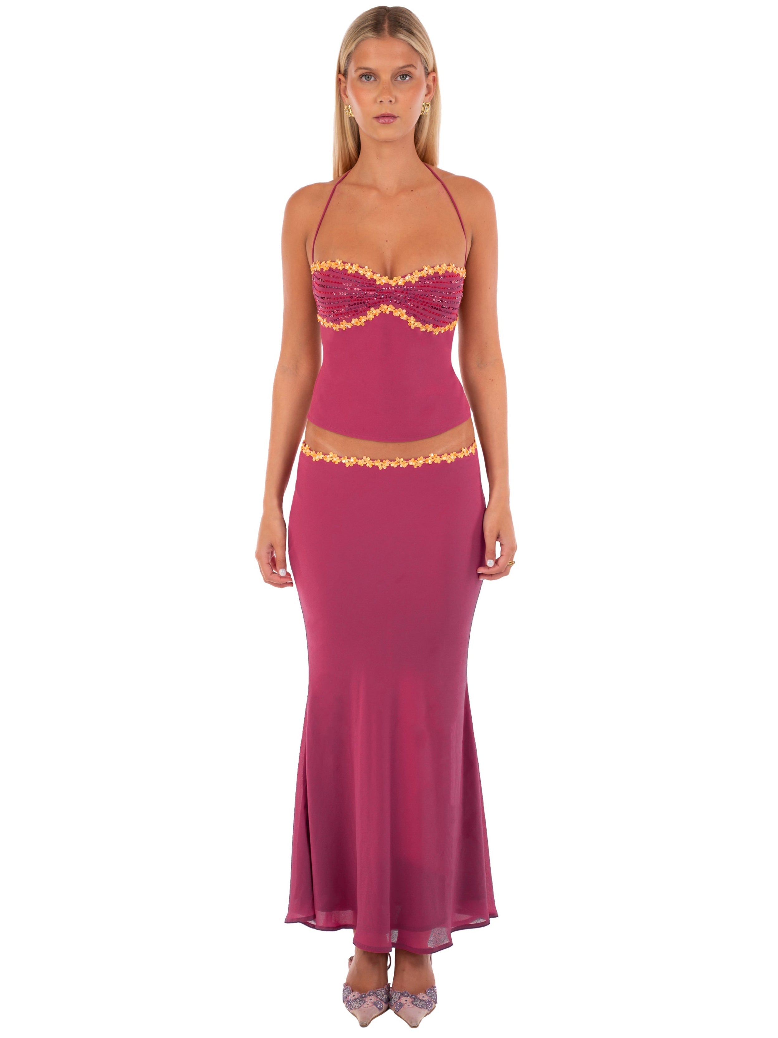 Valérinne Jemima Beaded Halter Top