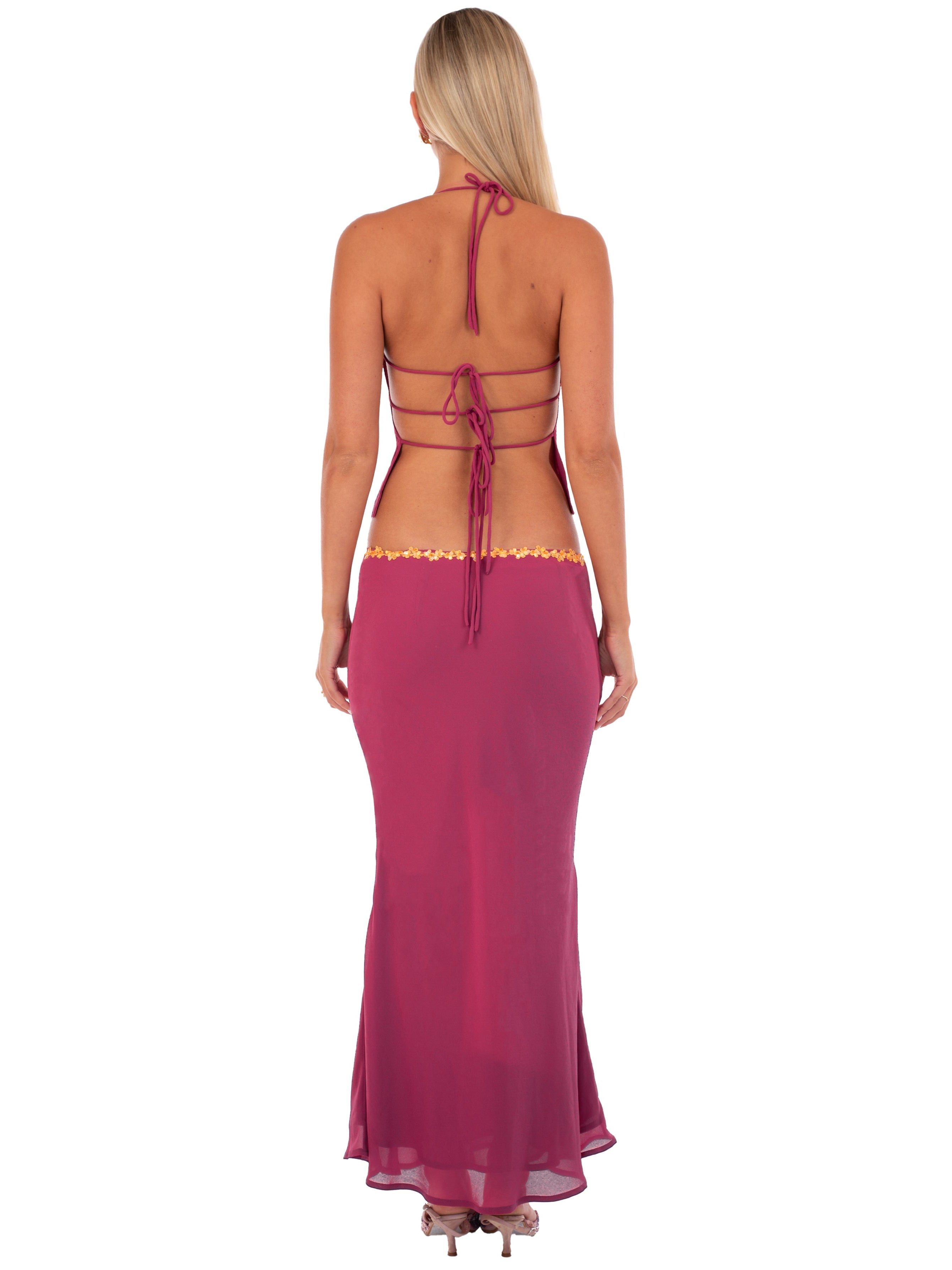 Valérinne Jemima Beaded Midi Skirt