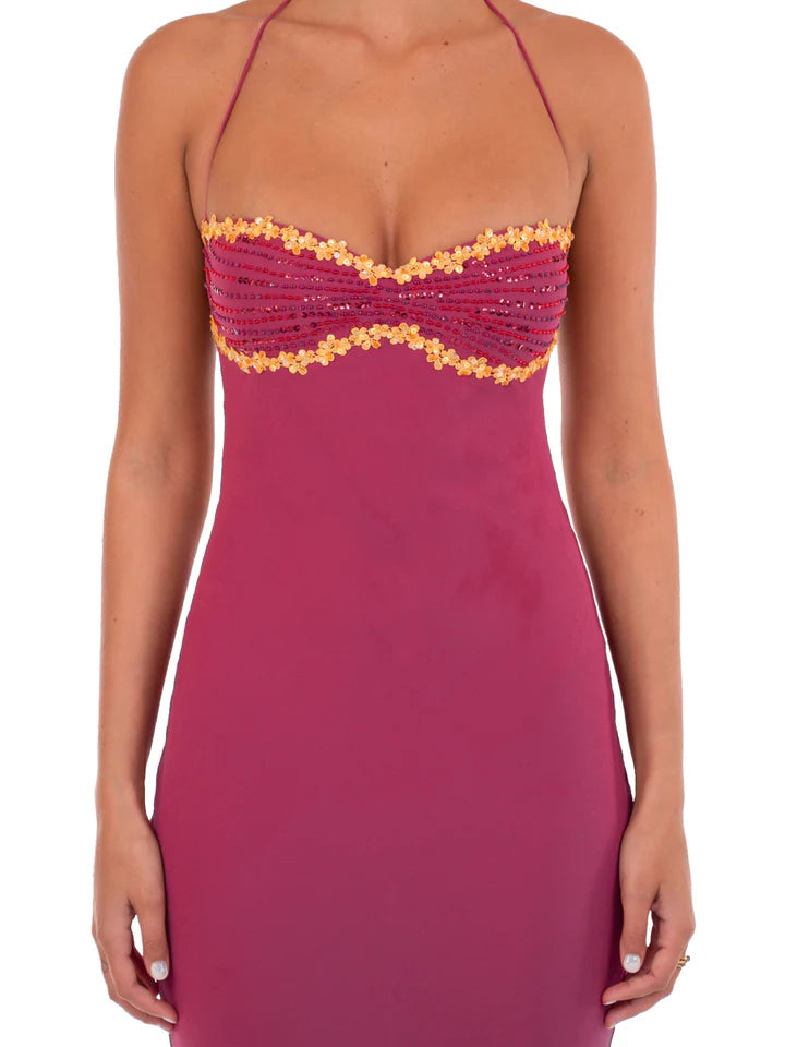 Valérinne Delilah Wine Maxi Dress