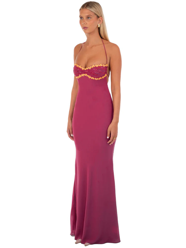 Valérinne Delilah Wine Maxi Dress
