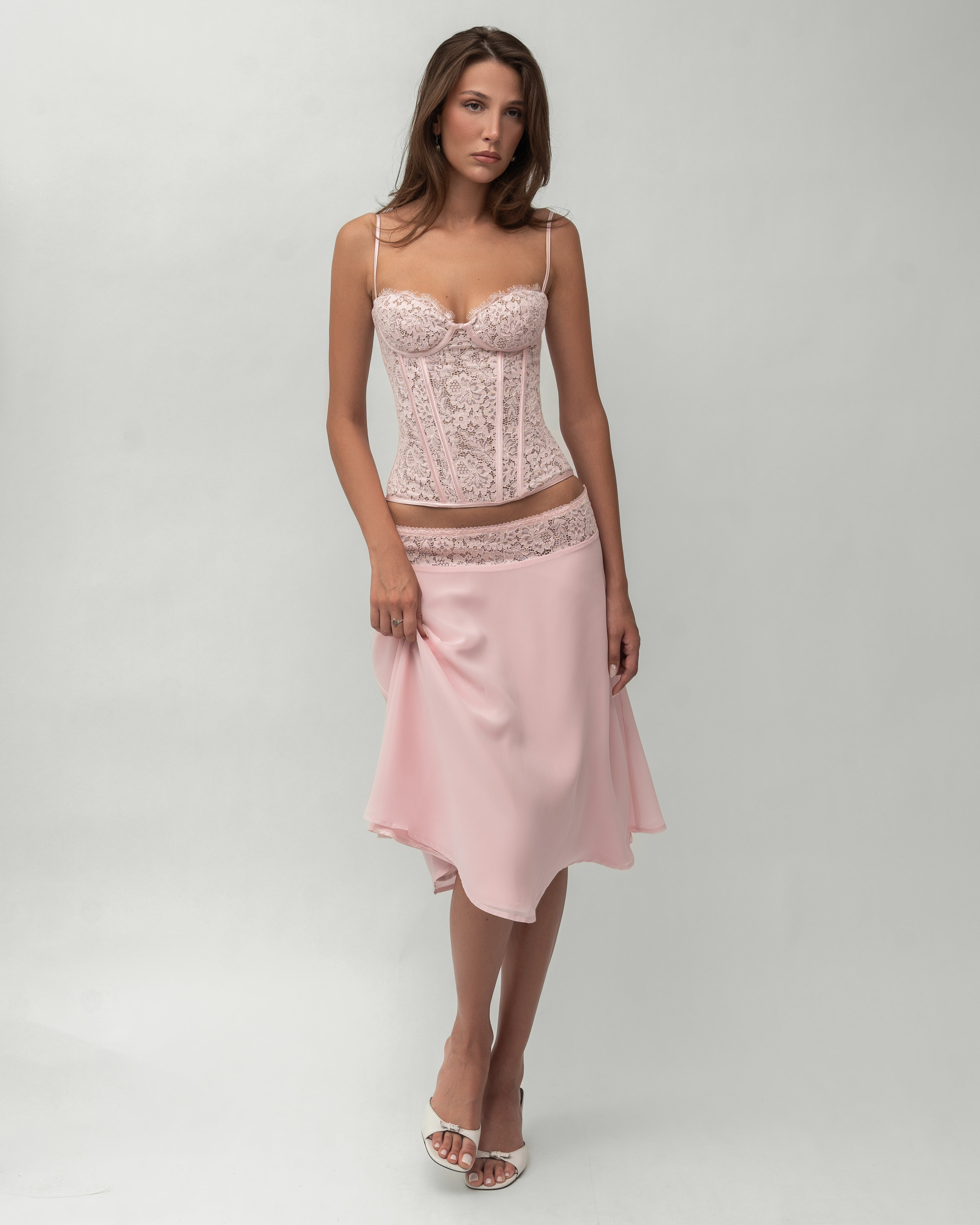 Valérinne Bloom Lace Midi Skirt