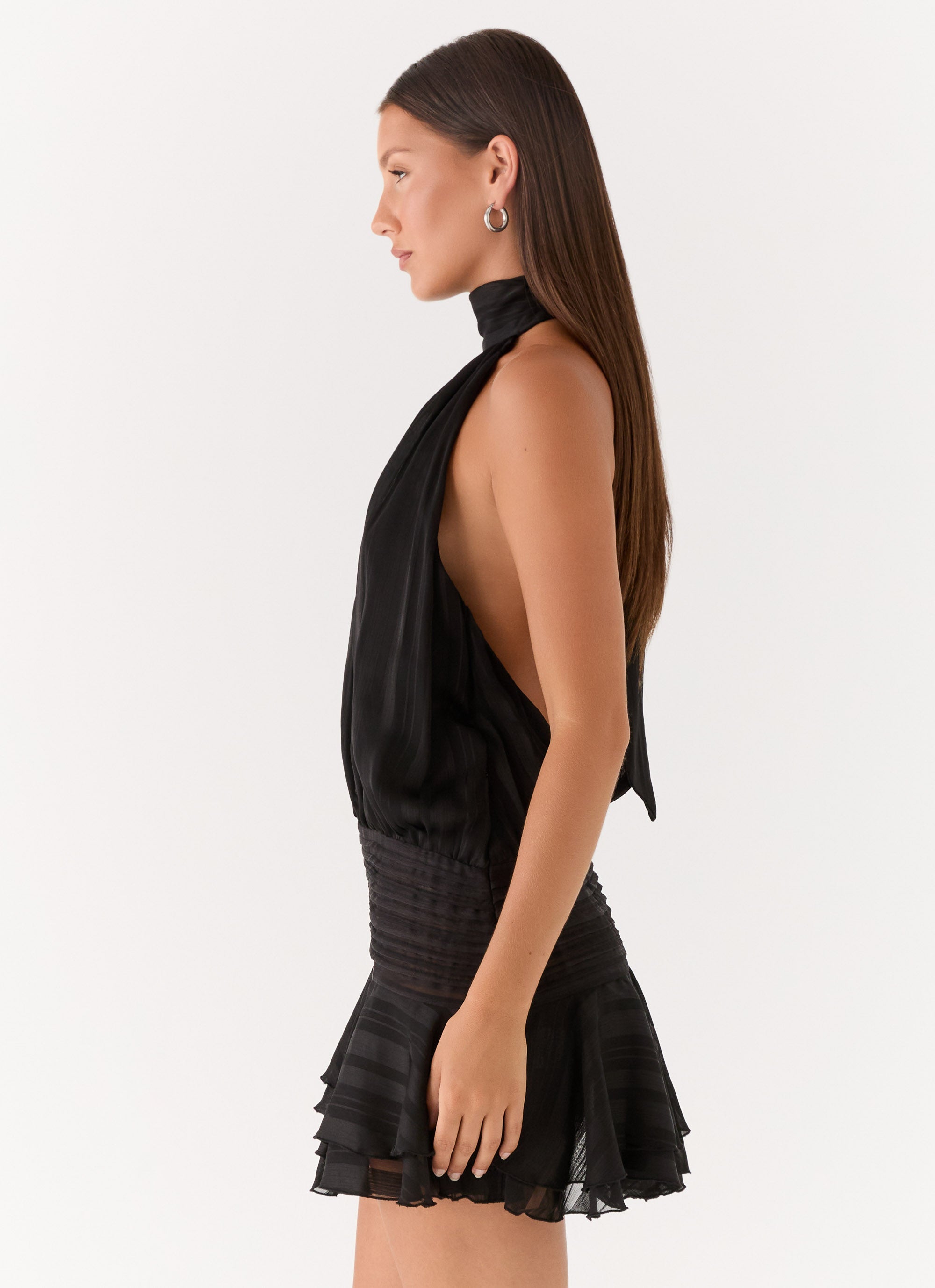 Valérinne Willow Chiffon Halter Mini Dress