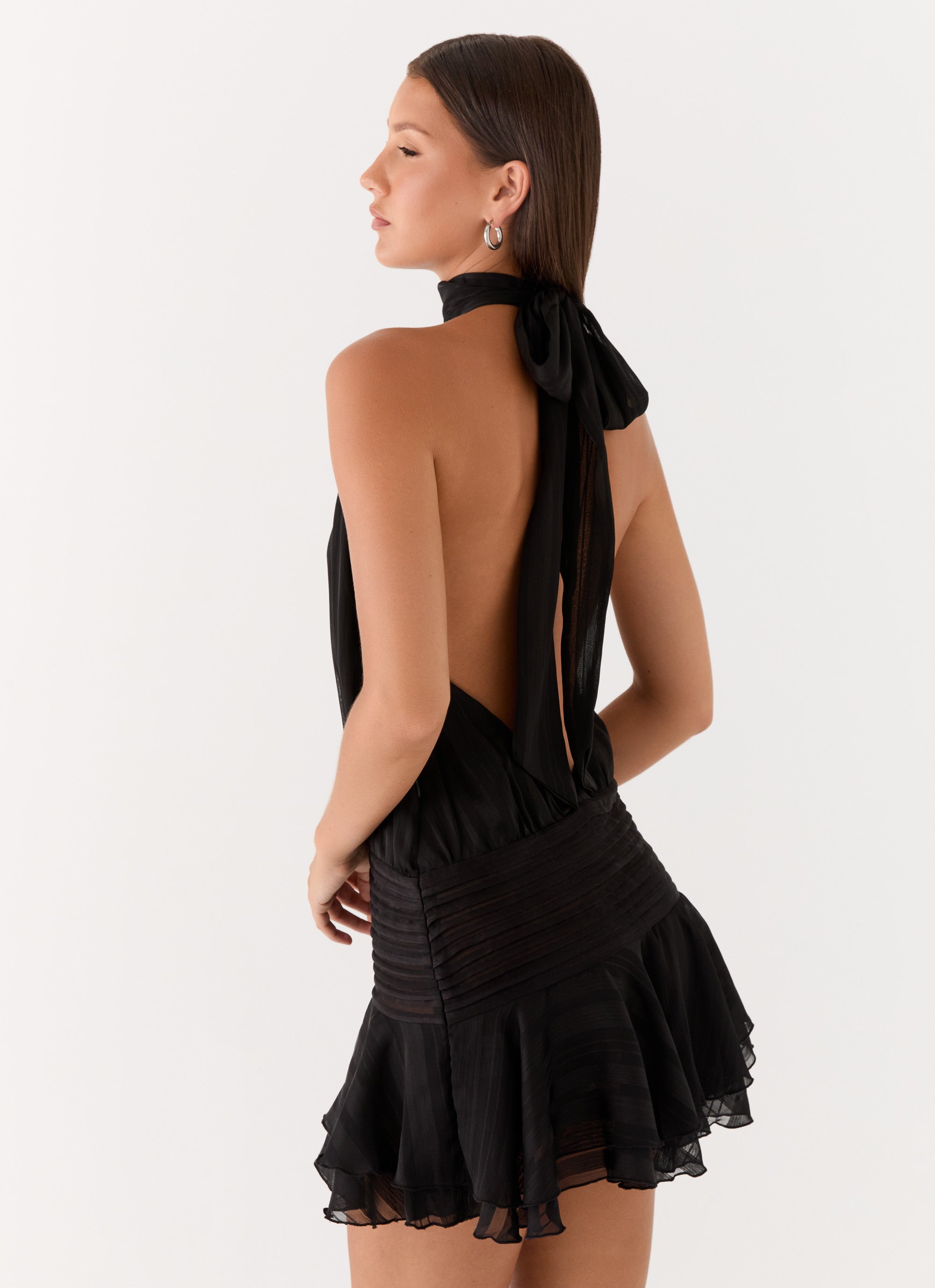 Valérinne Willow Chiffon Halter Mini Dress