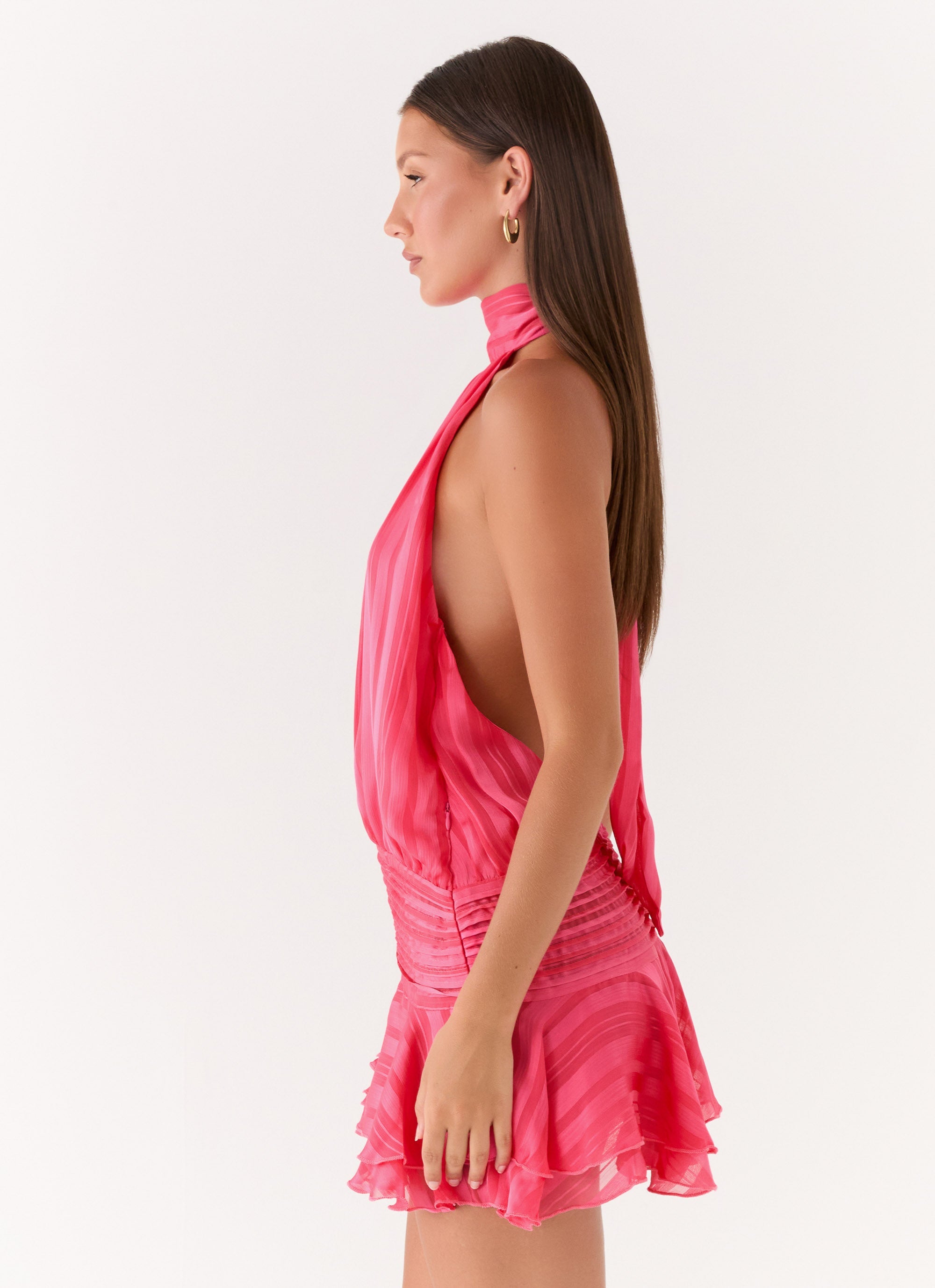 Valérinne Willow Chiffon Halter Mini Dress