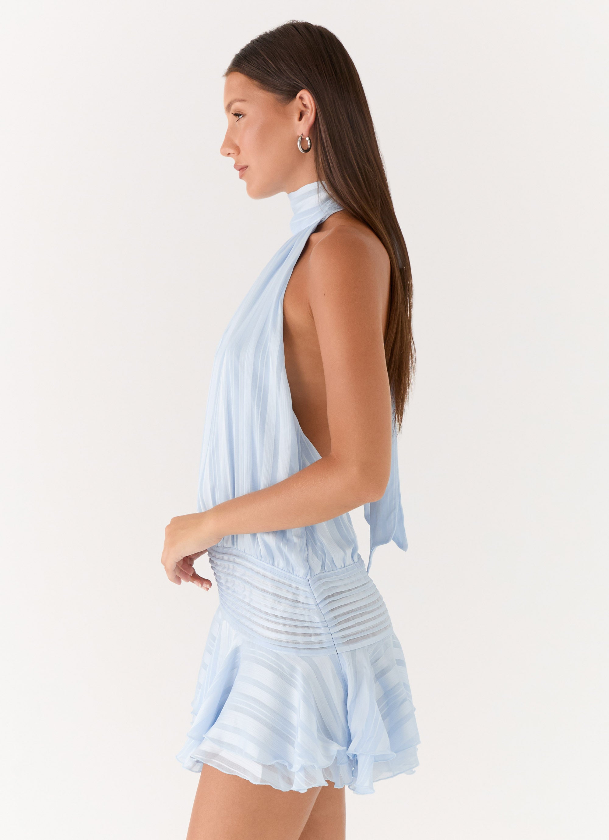 Valérinne Willow Chiffon Halter Mini Dress