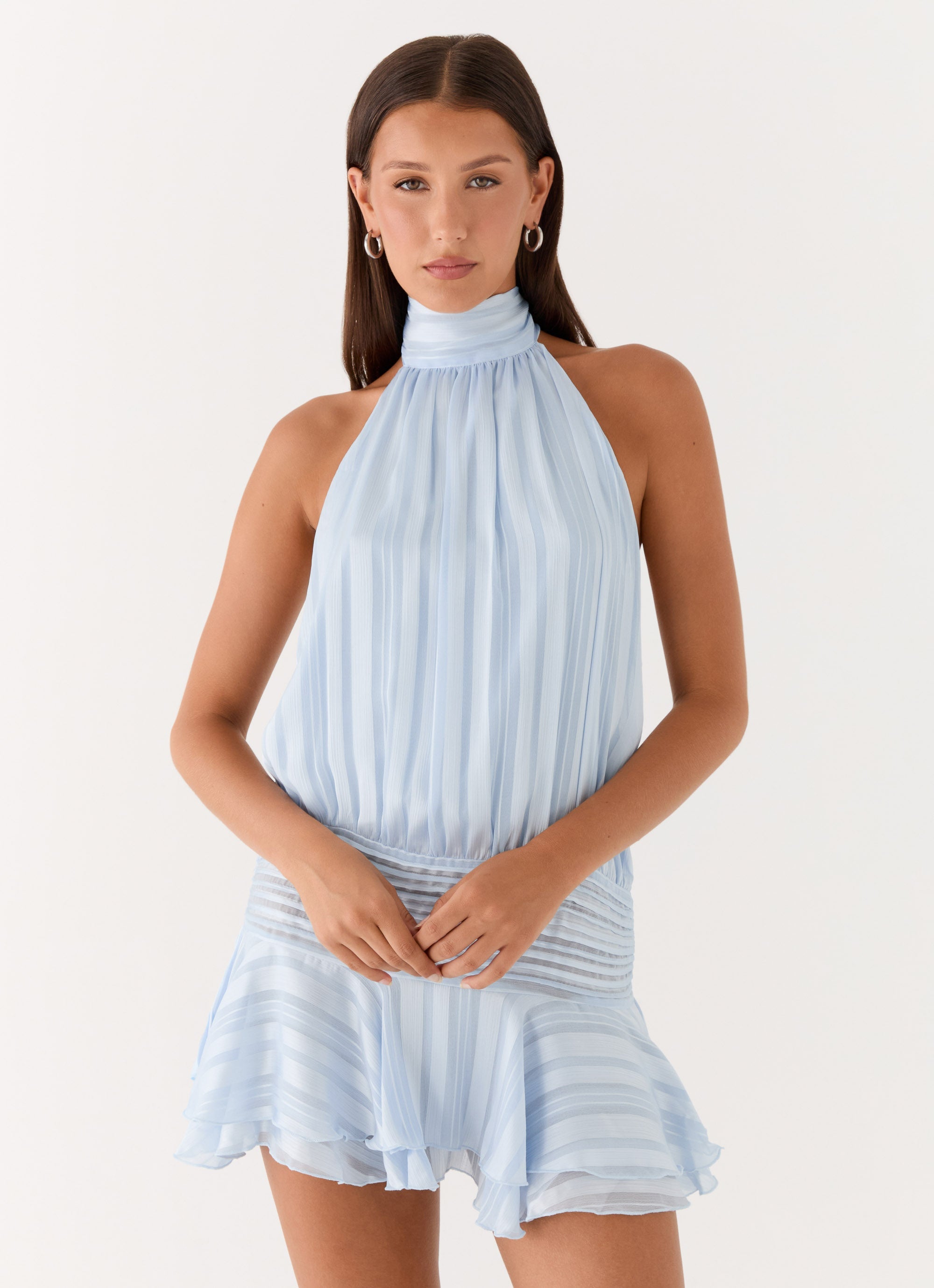 Valérinne Willow Chiffon Halter Mini Dress