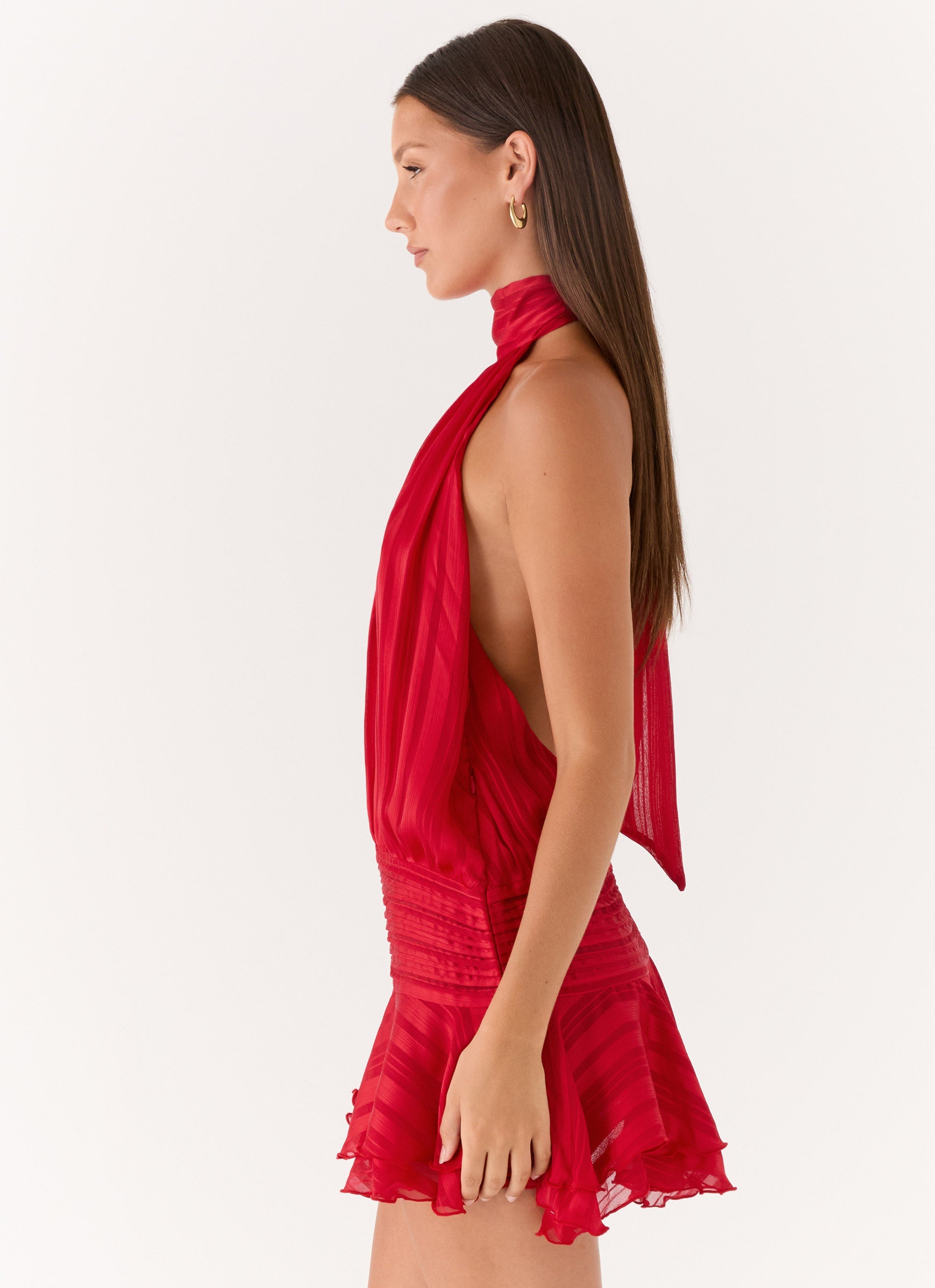 Valérinne Willow Chiffon Halter Mini Dress