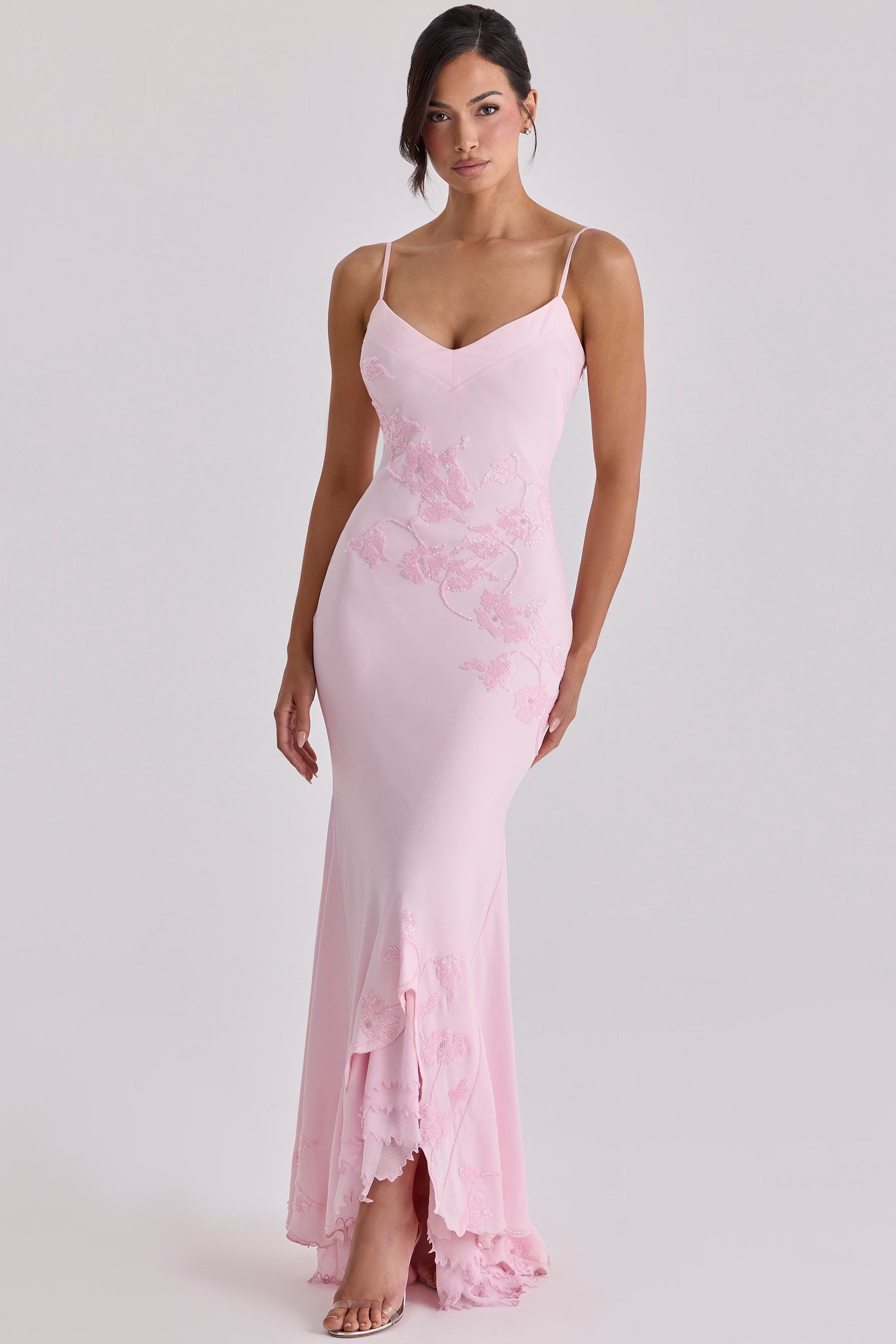 Valérinne Anastelle Beaded Satin Maxi Dress