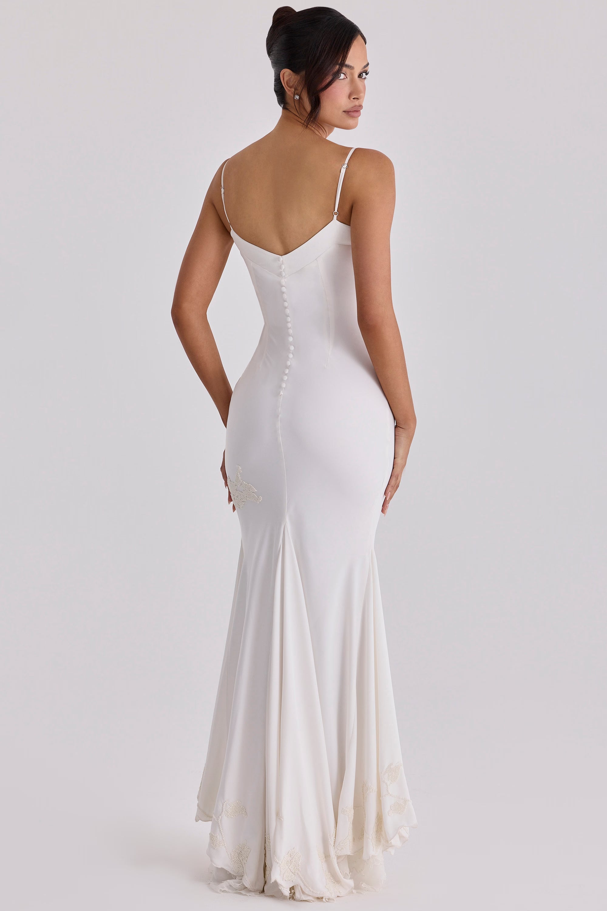 Valérinne Anastelle Beaded Satin Maxi Dress