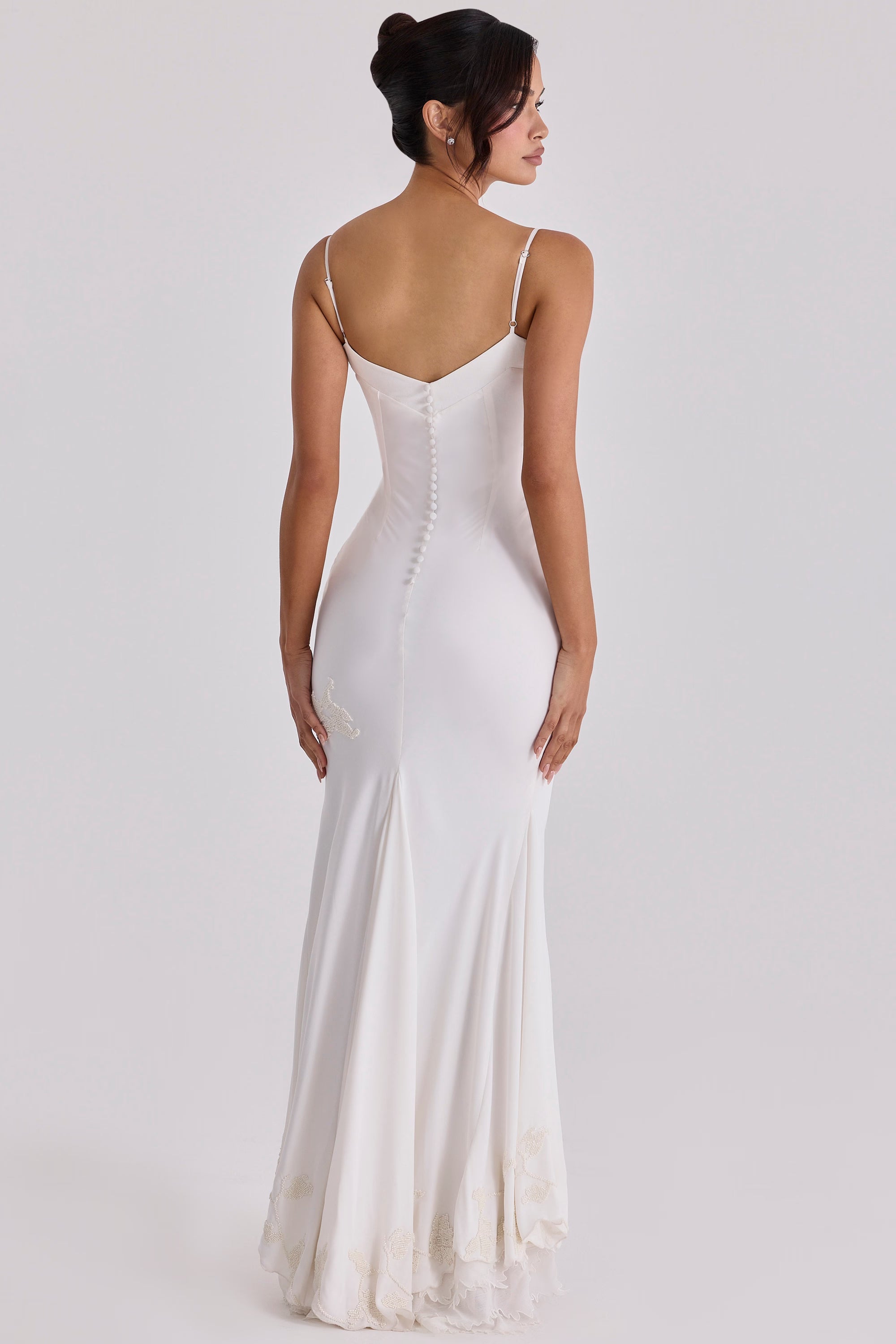Valérinne Anastelle Beaded Satin Maxi Dress