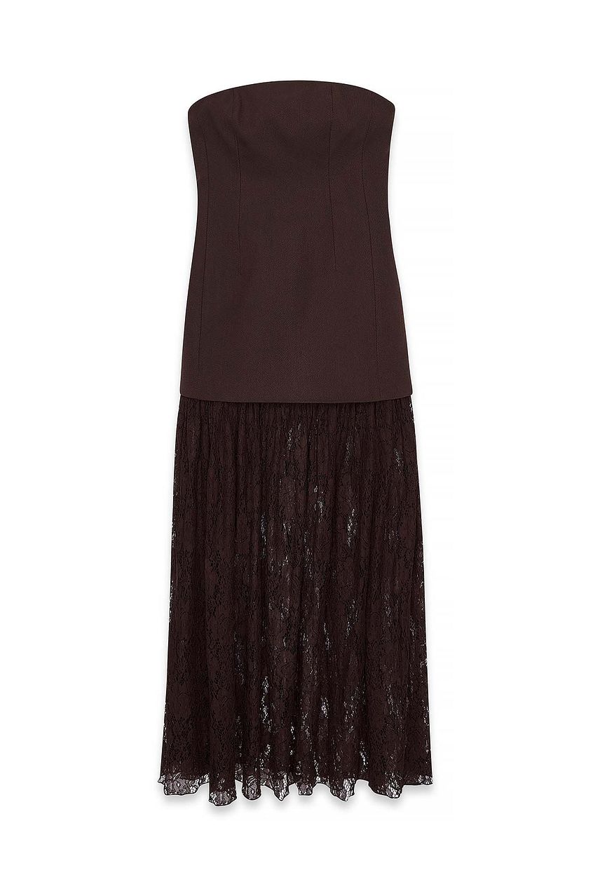 Valérinne Elinora Lace Strapless Maxi Dress