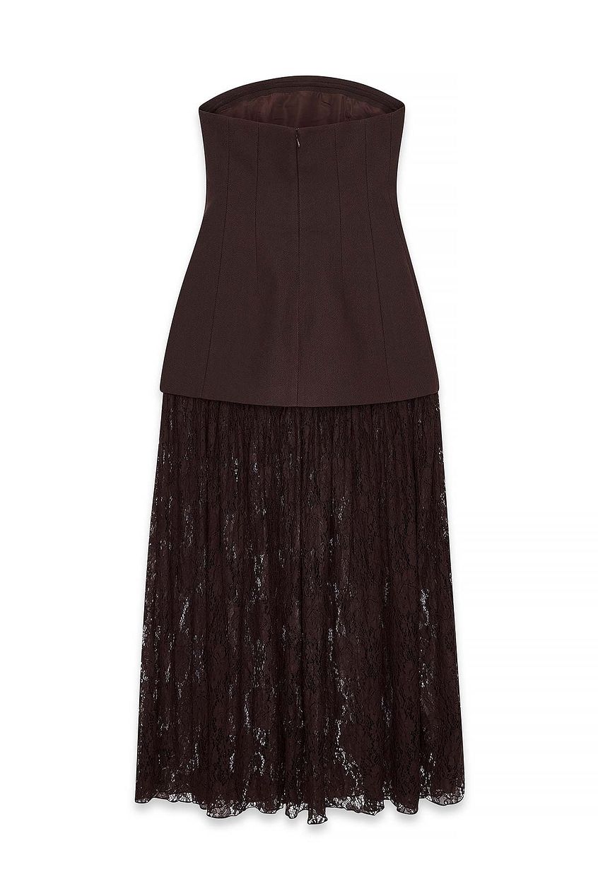 Valérinne Elinora Lace Strapless Maxi Dress