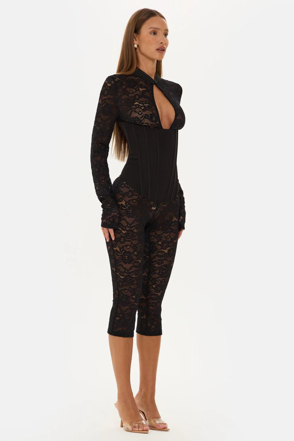 Valérinne Lace Corset Capri Jumpsuit