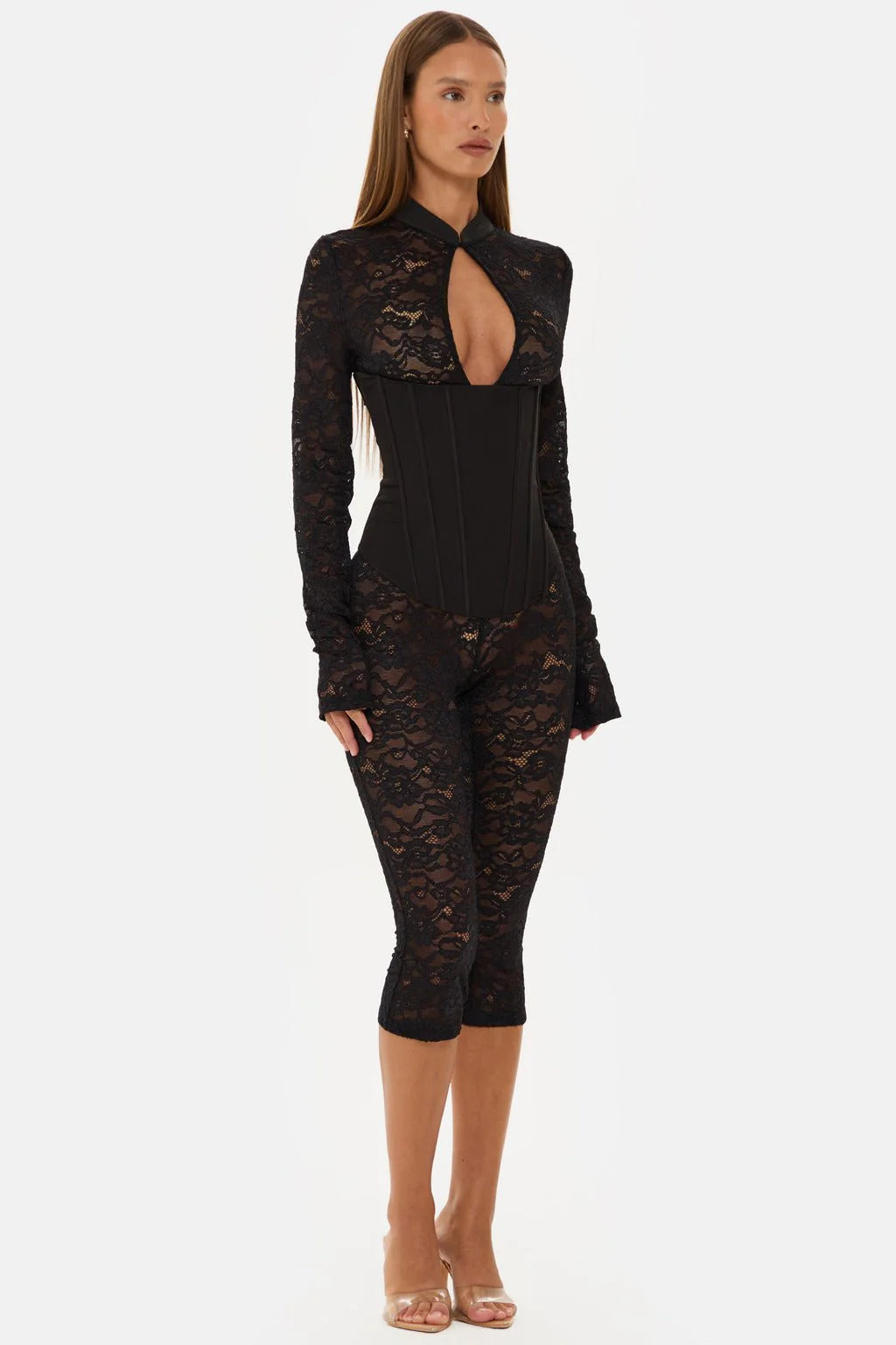 Valérinne Lace Corset Capri Jumpsuit