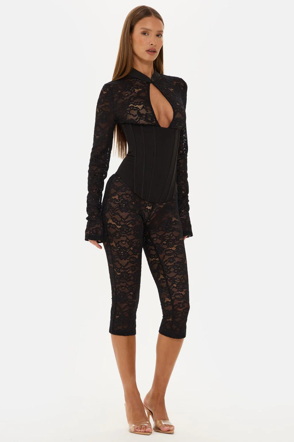 Valérinne Lace Corset Capri Jumpsuit