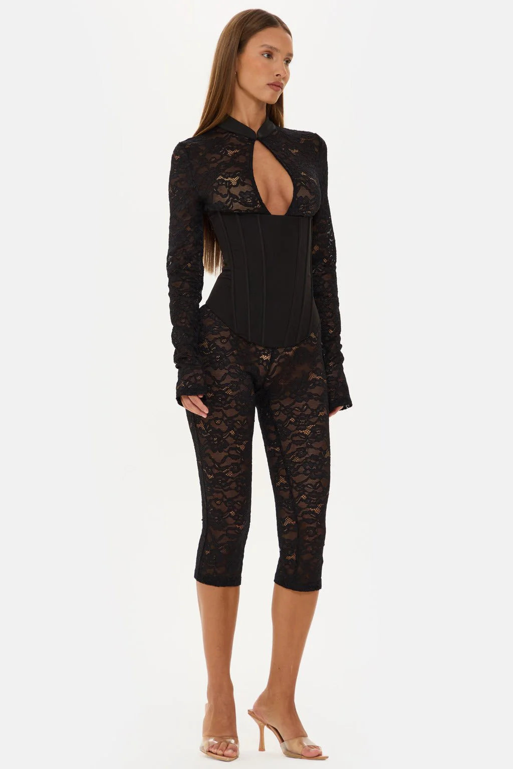 Valérinne Lace Corset Capri Jumpsuit