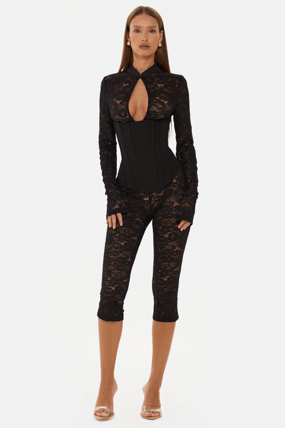 Valérinne Lace Corset Capri Jumpsuit