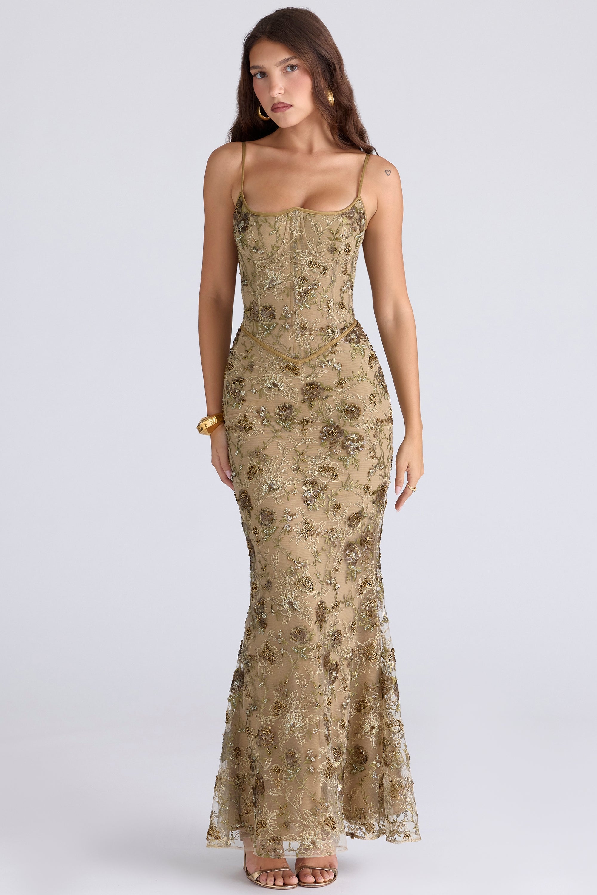 Valérinne Naïma Embellished Corset Maxi Dress