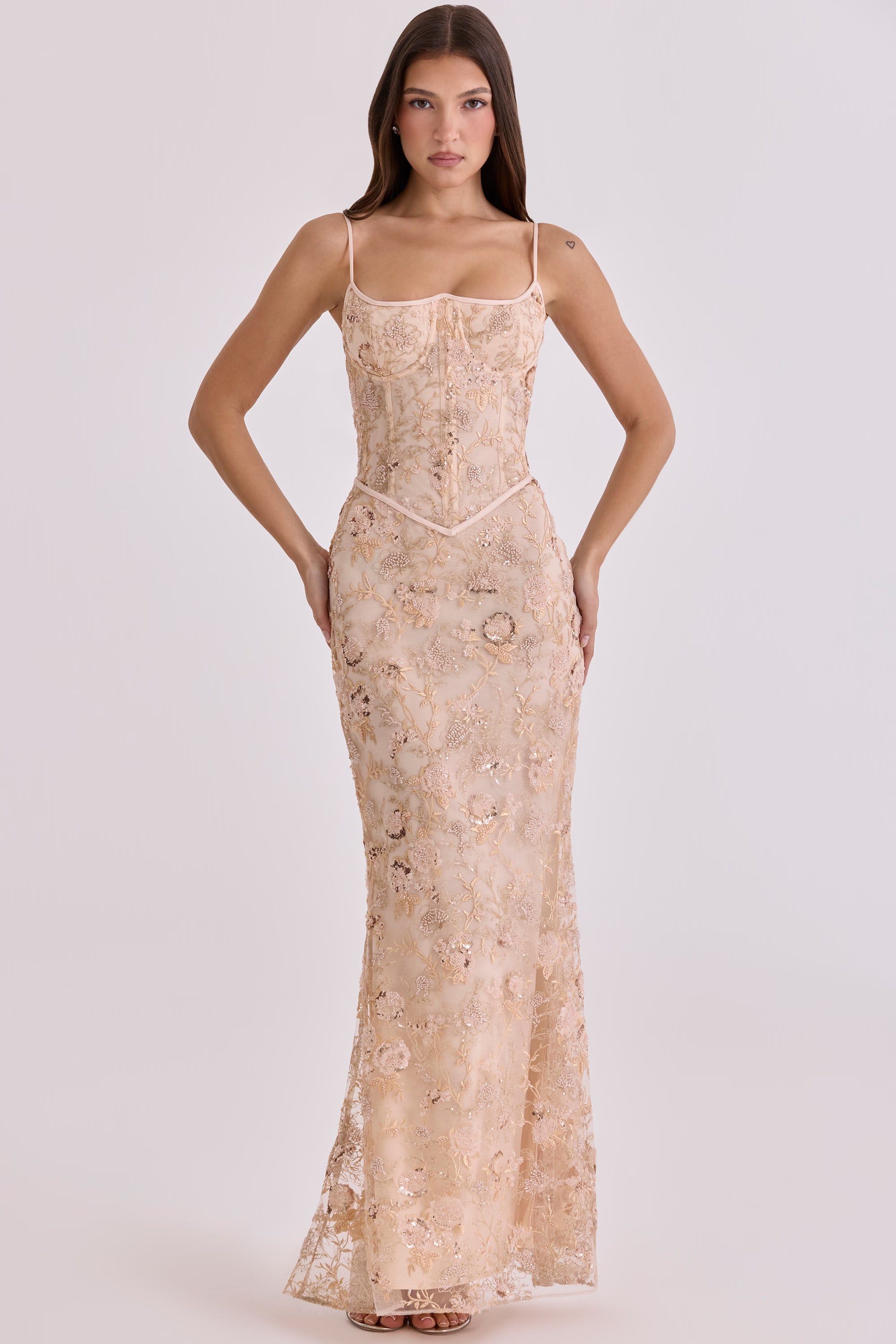 Valérinne Naïma Embellished Corset Maxi Dress
