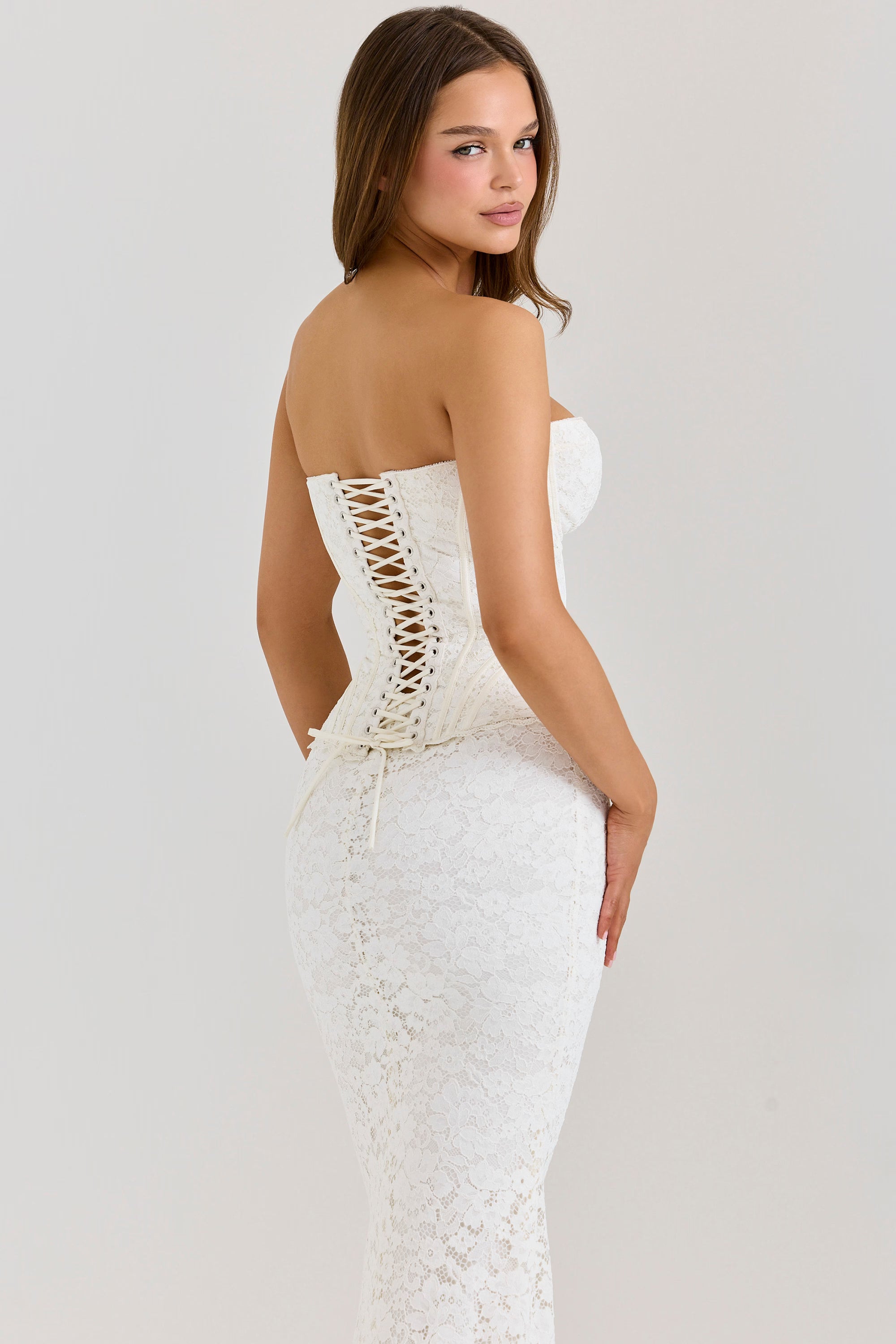 Valérinne Solaine Lace Corset Maxi Dress