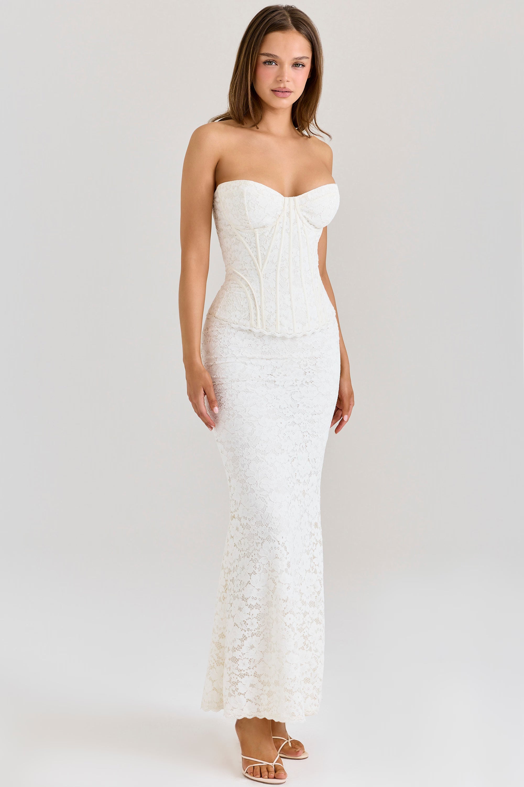 Valérinne Solaine Lace Corset Maxi Dress