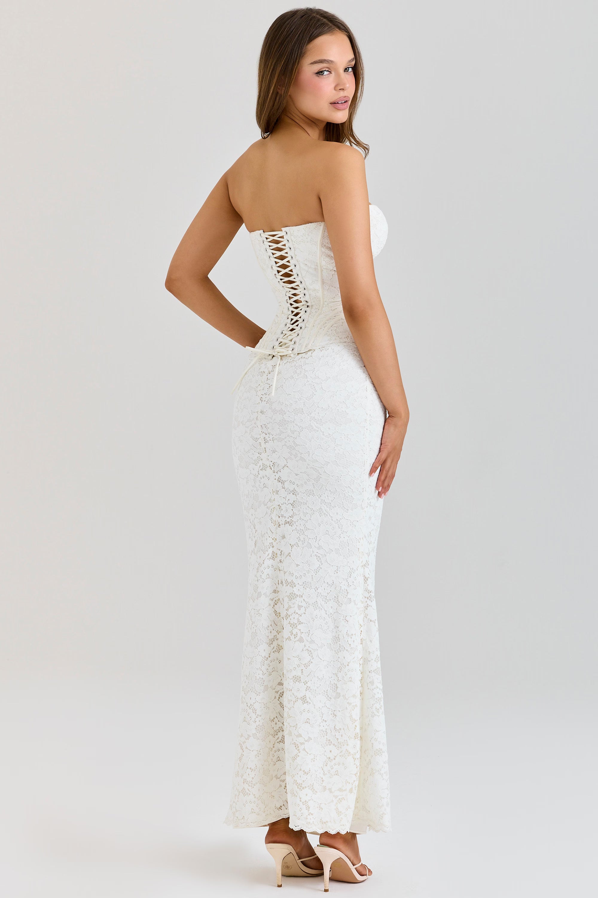 Valérinne Solaine Lace Corset Maxi Dress