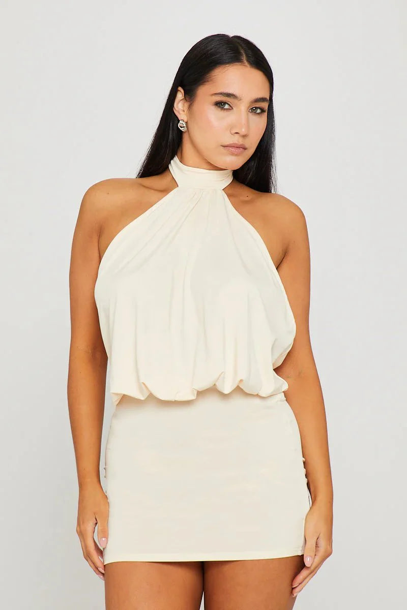 Valérinne Halter Open Back Mini Dress